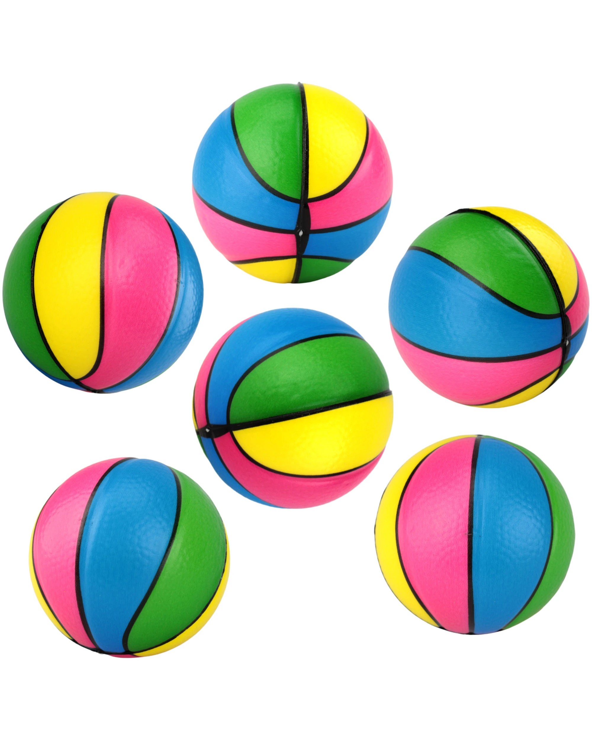1 Party Maker Coloured Basketball Foam Balls Pack of 6 - Multi, 1 of 1