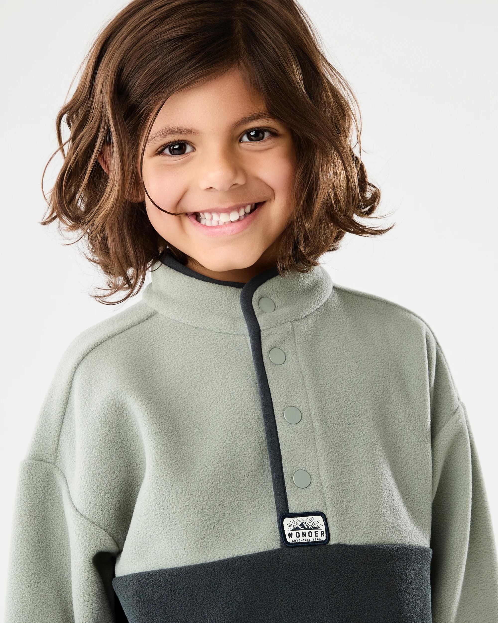 3 Polar Fleece Button Up Sweatshirt Wood Grey, 3 of 7