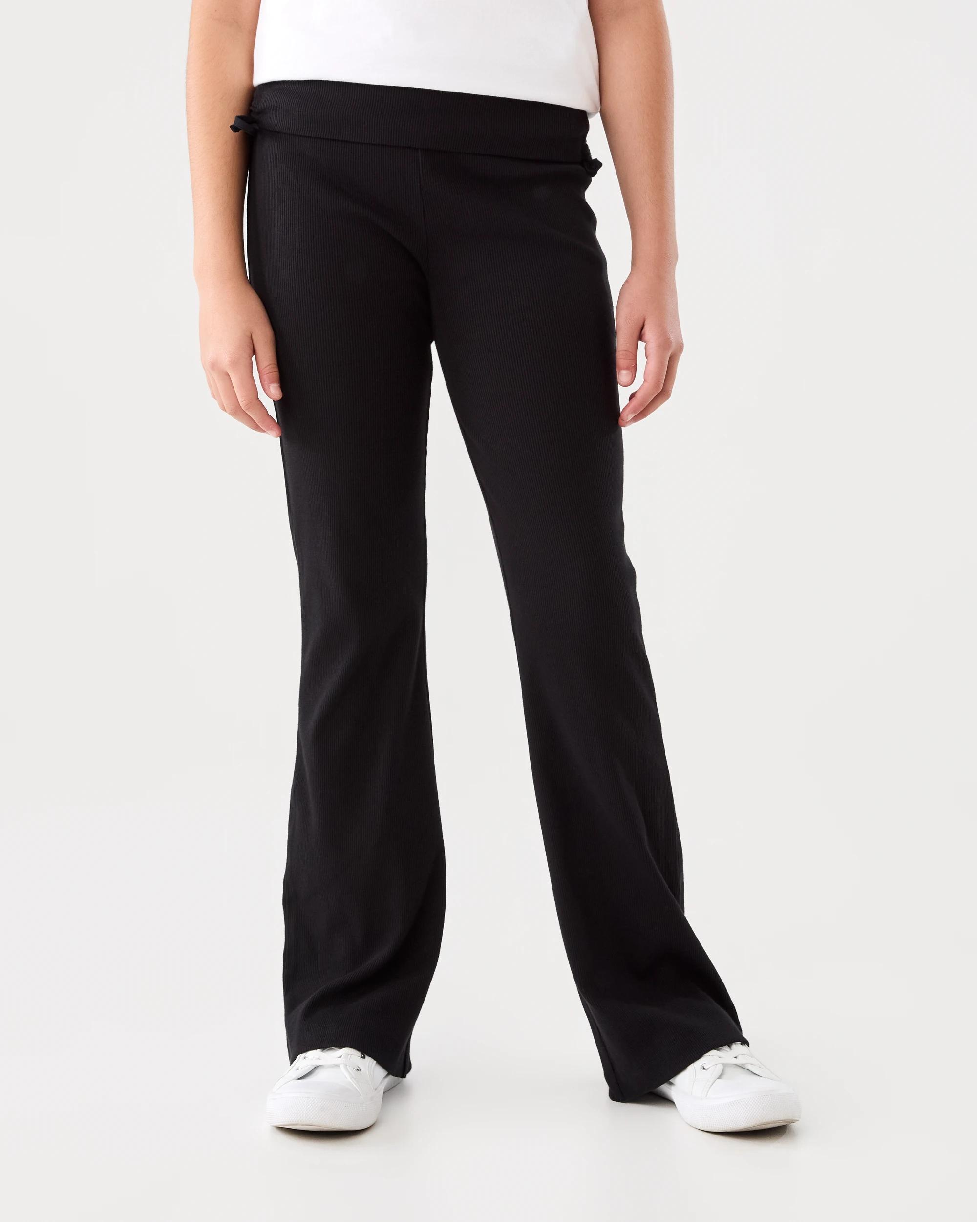 1 Tie Detail Fold Over Waist Leggings Black, 1 of 6