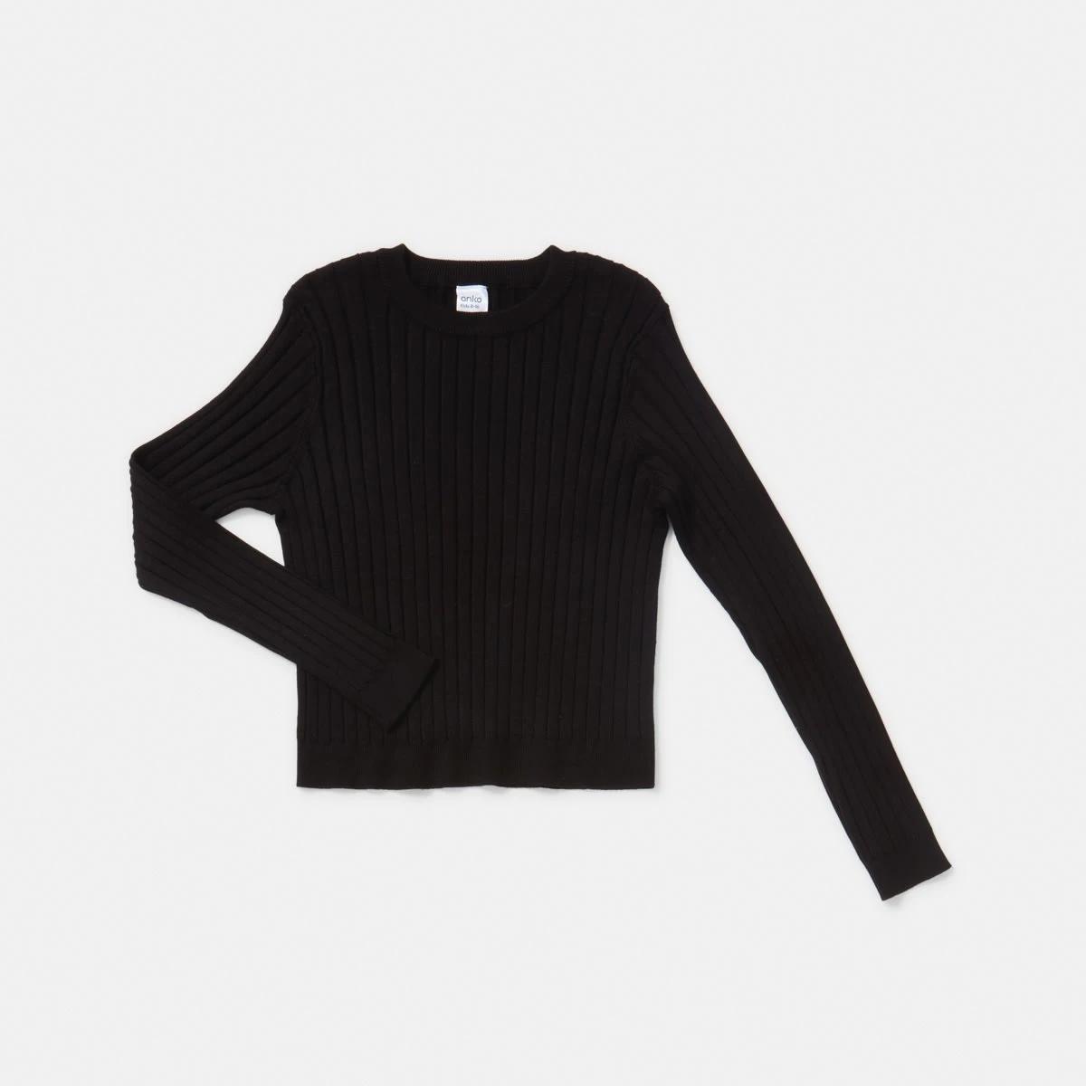 7 Long Sleeve Rib Knit Top Black, 7 of 8
