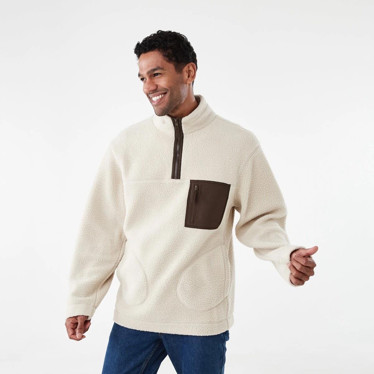 2 Polar Fleece 1/4 Zip Sweatshirt Bge Ntrl, 2 of 7