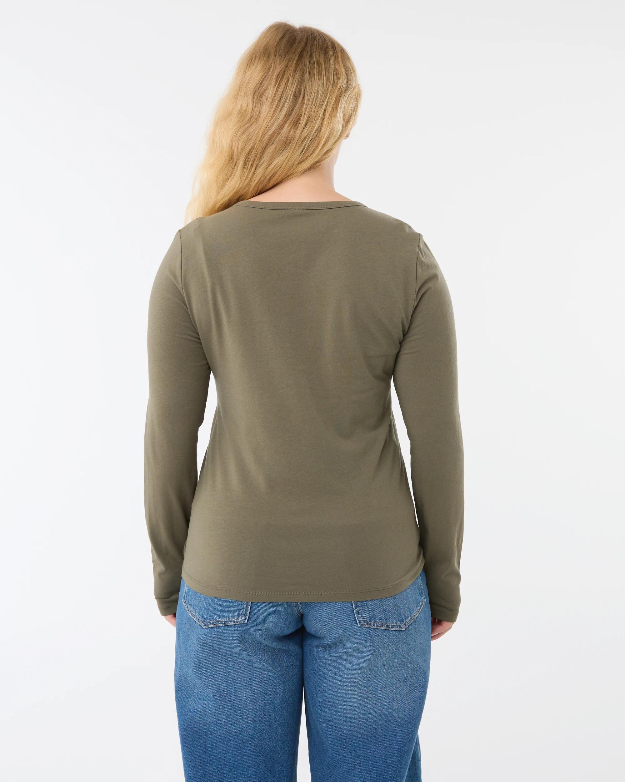 3 Long Sleeve Stretch Crew Neck T-shirt Dark Olive, 3 of 6