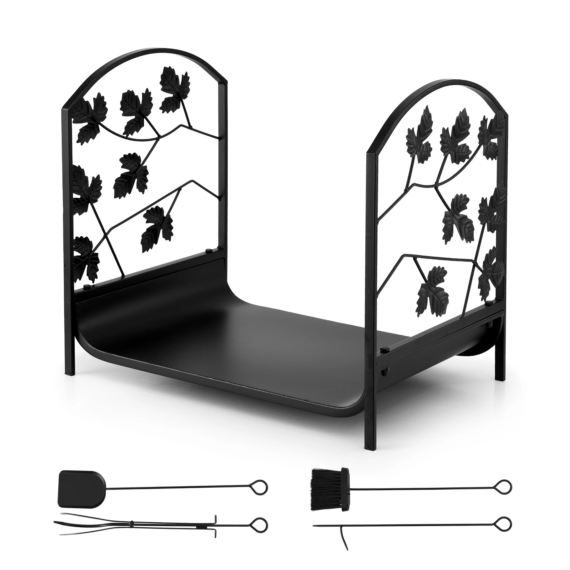 1 Gardeon Firewood Rack 48cm Wood Rack Firewood Storage Indoor Outdoor - Black, 1 of 6