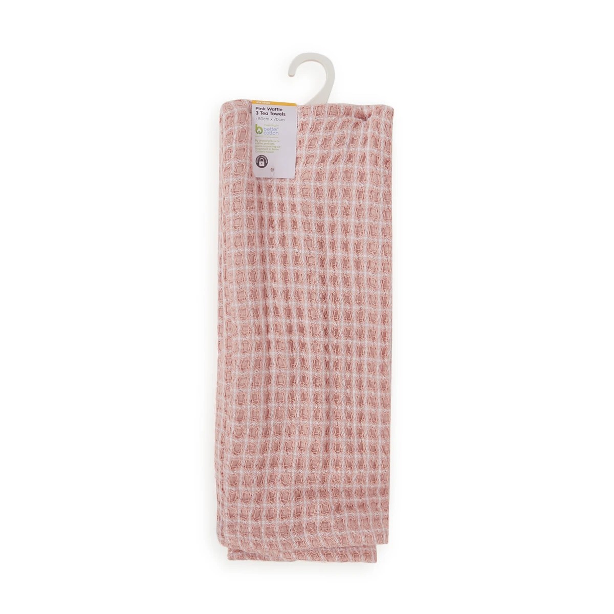 6 3 Pack Pink Waffle Tea Towels, 6 of 6