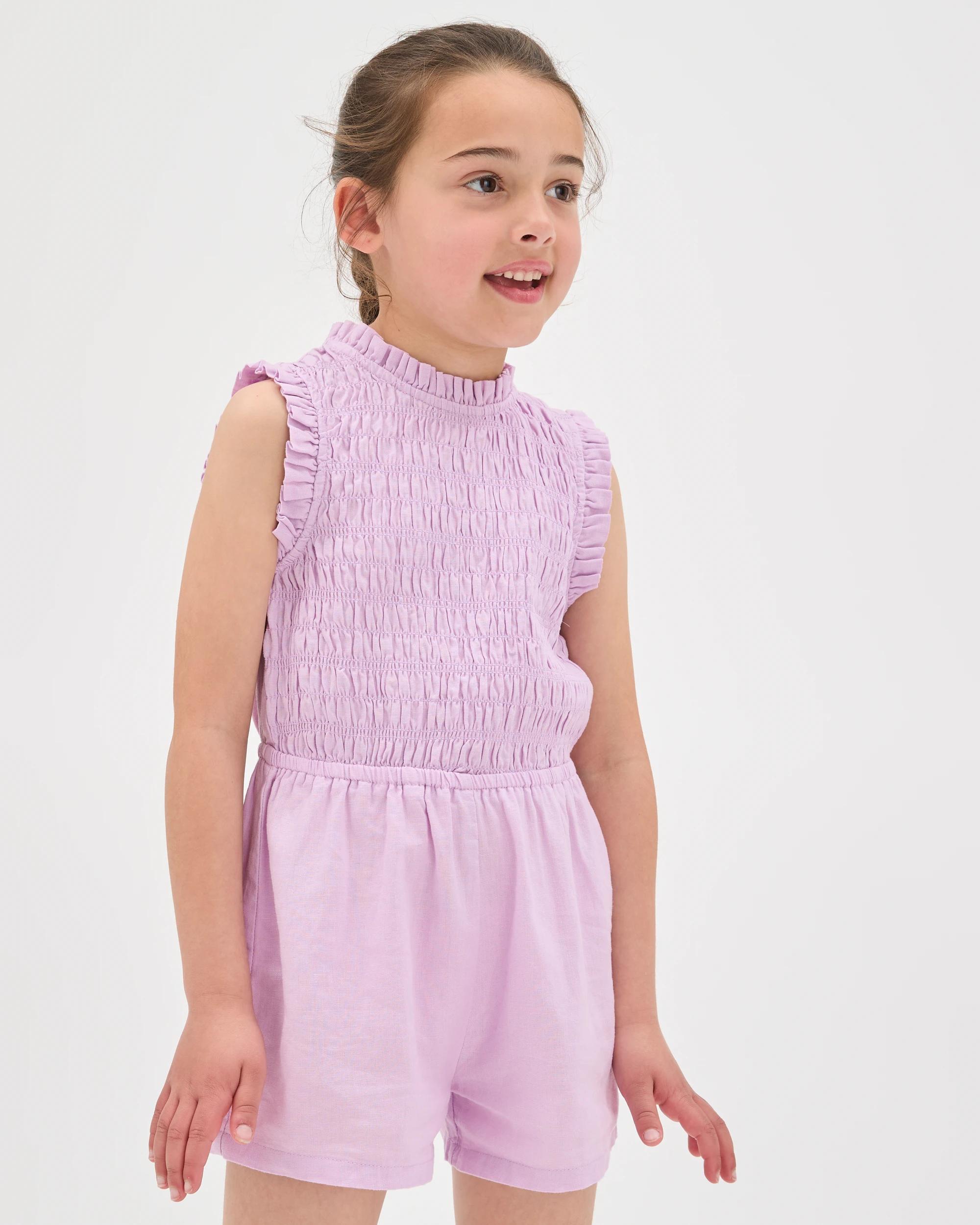 4 Target Kids Linen Blend Sleeveless Playsuit LIGHT PURPLE, 4 of 7