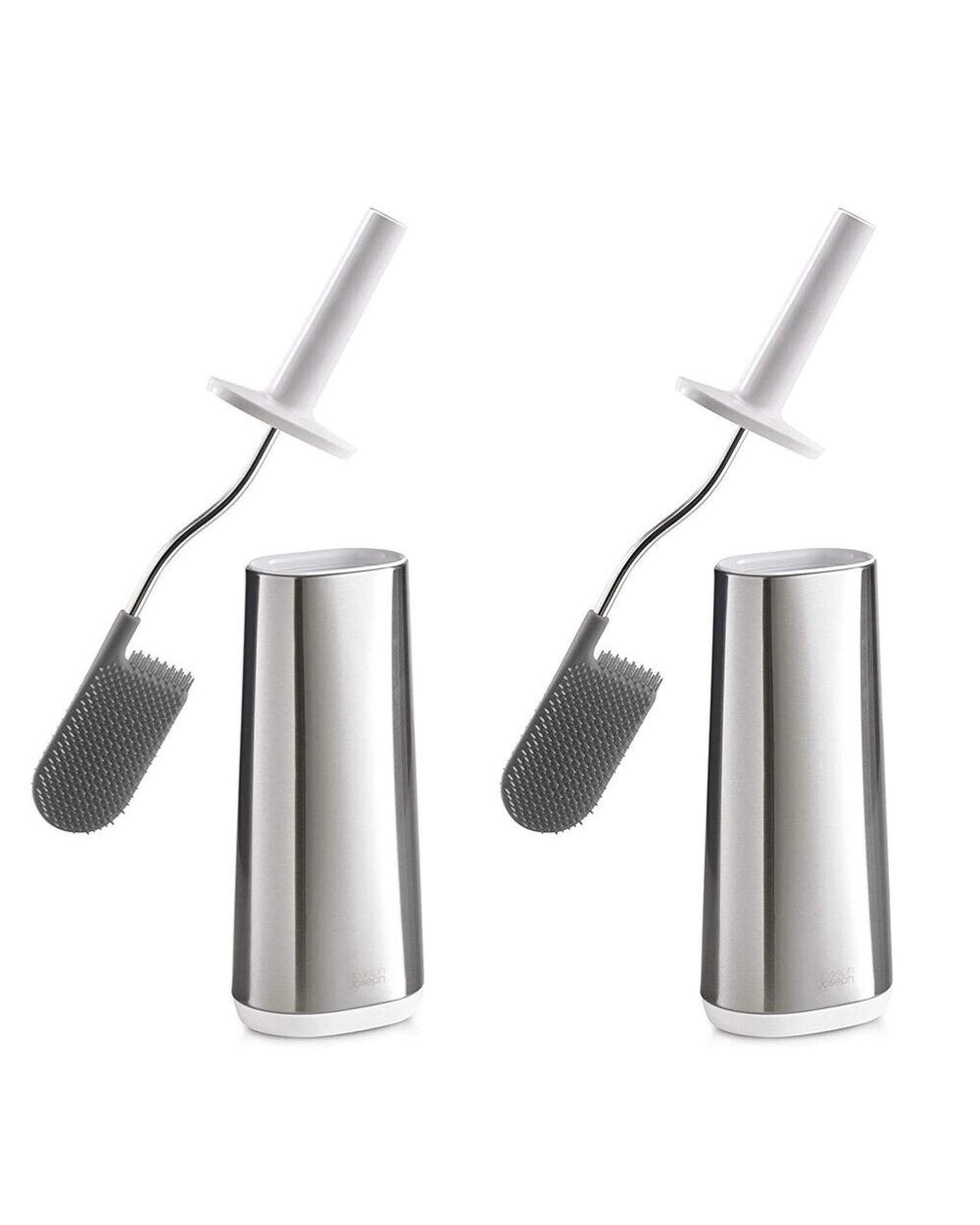 1 Joseph Joseph Flex Toilet Brush With Slim Holder Steel  Set of 2 - Silver, 1 of 3