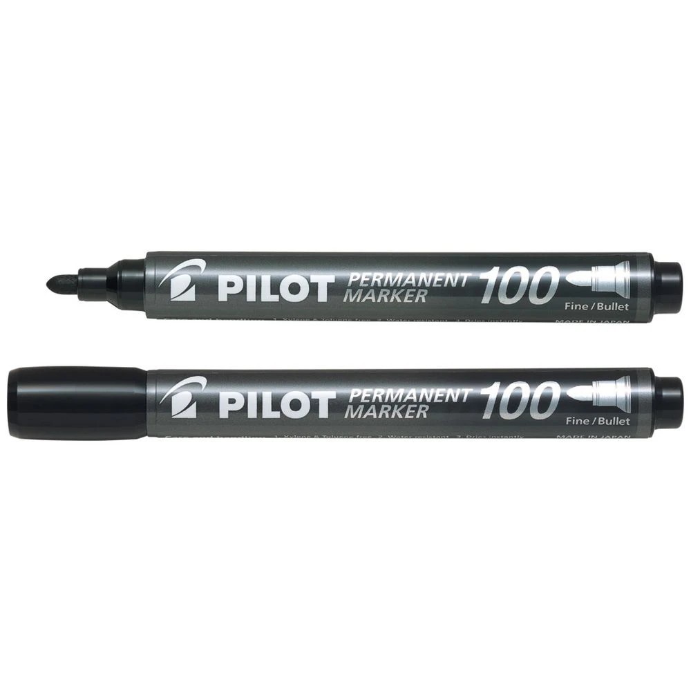 4 PILOT SCA100 Permanent Marker Bullet 1mm Black 2 Pack, 4 of 6