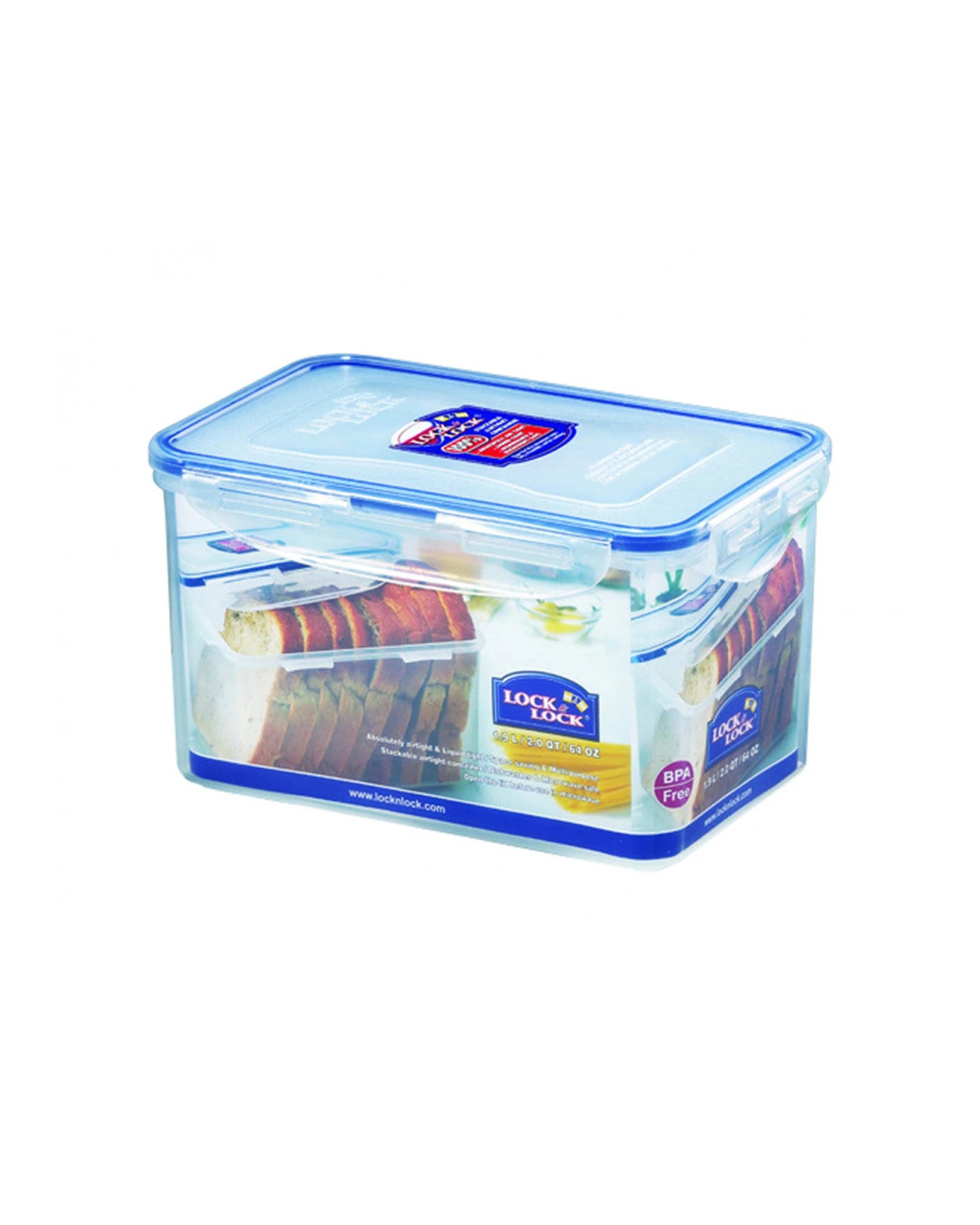 2 Lock & Lock Rectangular Tall Airtight Food Storage Container 1.9 L - Plain, 2 of 3