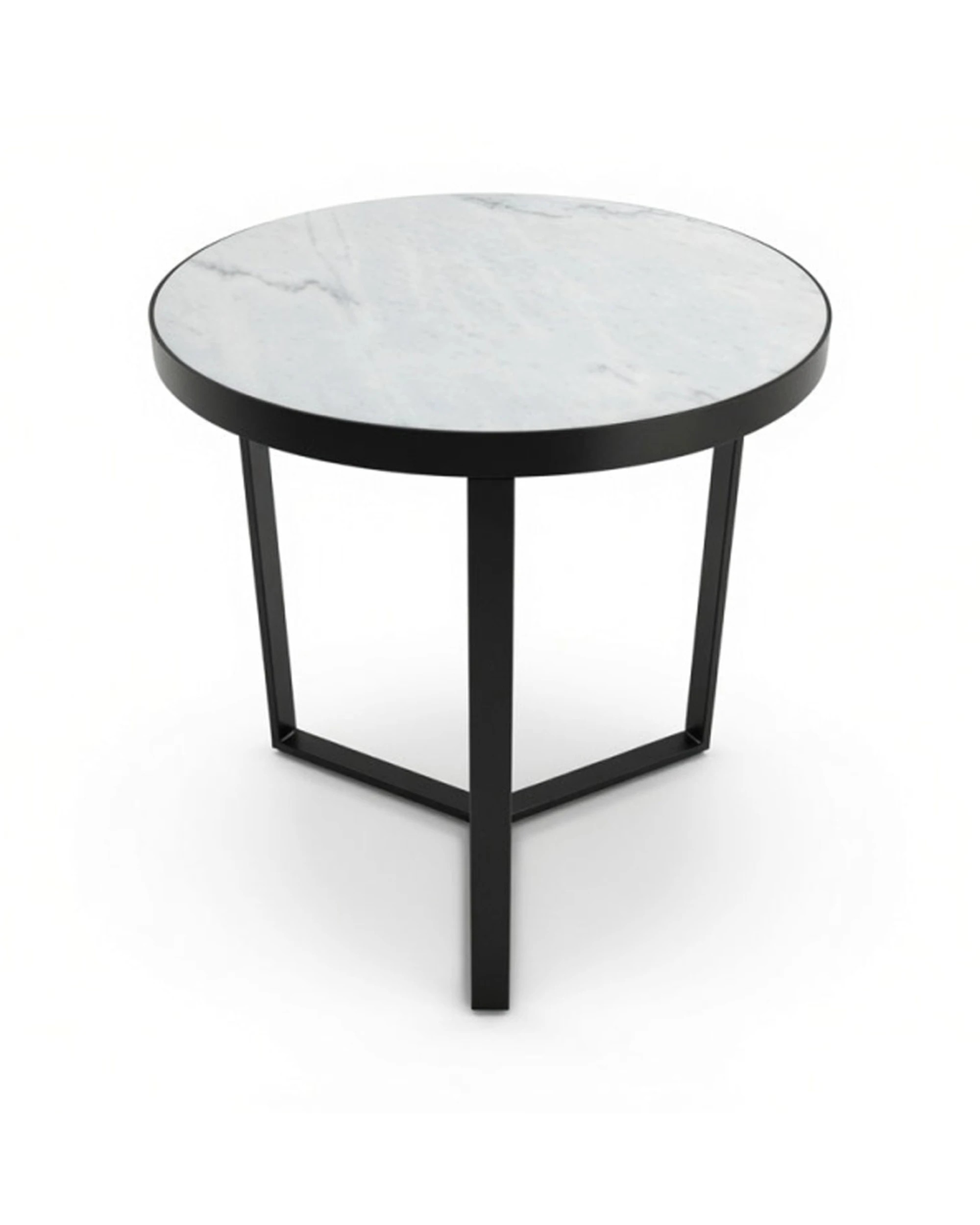 4 Codu Lume Side Table Metal Frame Marble Top 60x50x50cm Black - Multi, 4 of 9