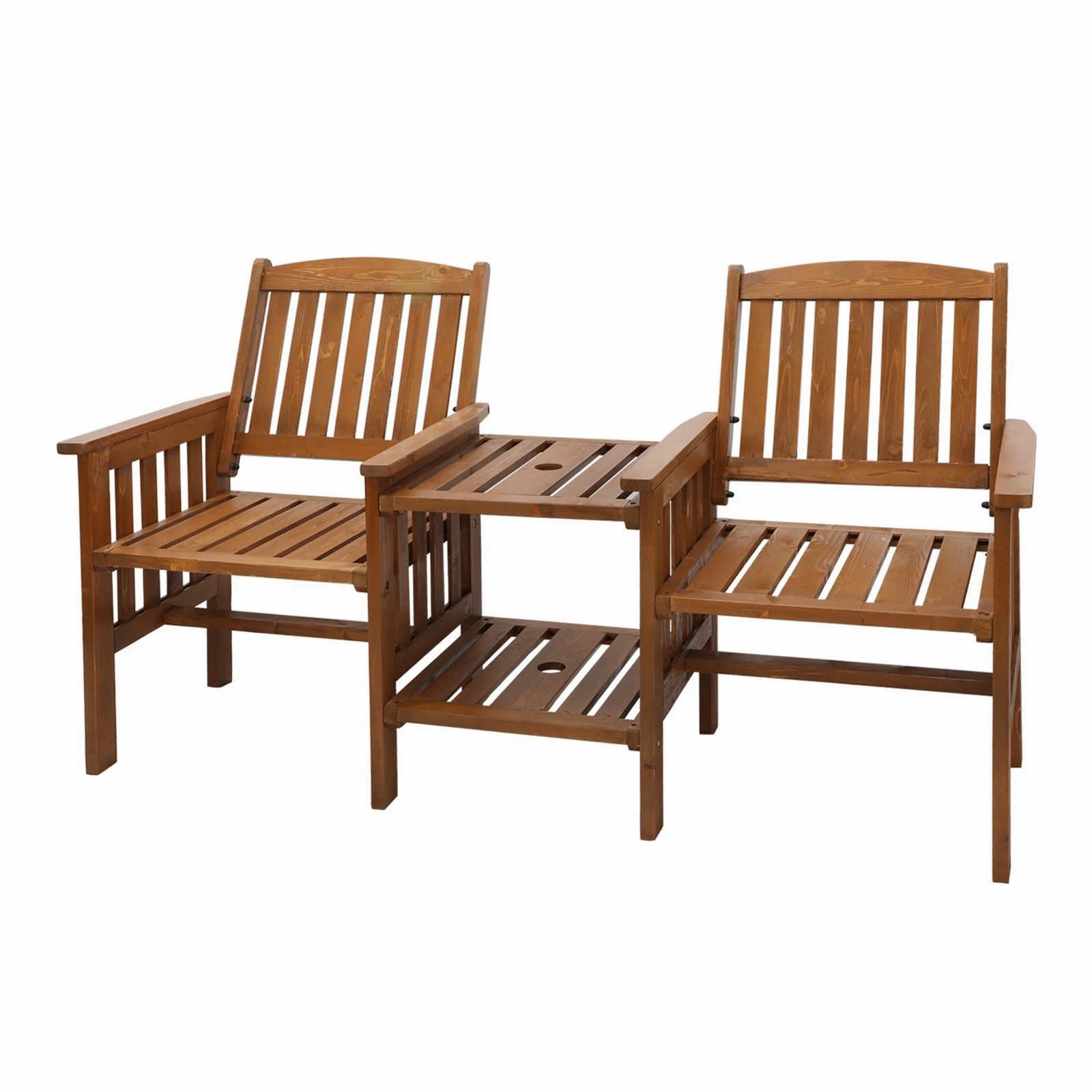 1 Livsip Garden Bench Wooden Outdoor Table & Chair Set - Brown, 1 of 10