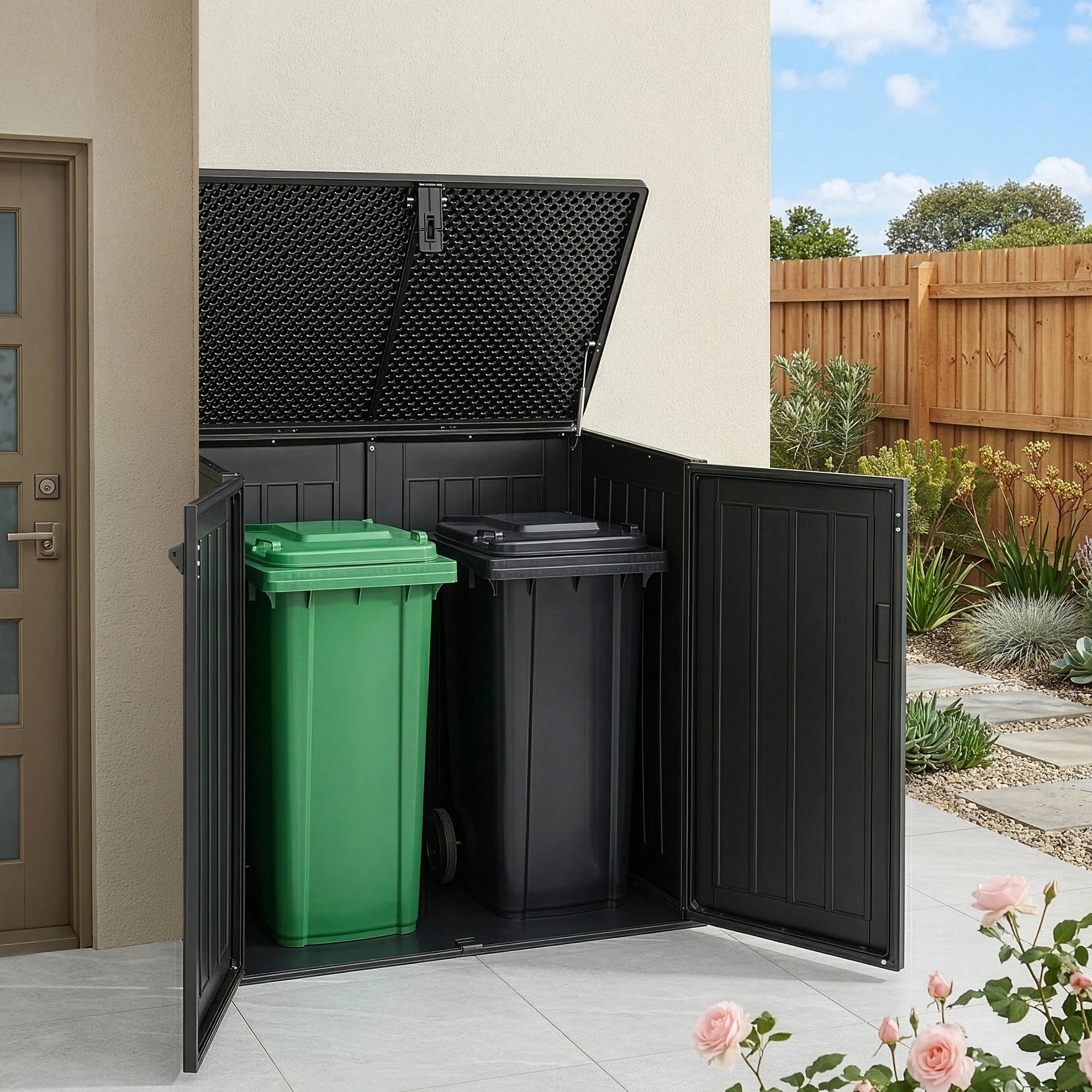 6 Gardeon Outdoor Storage Box 775L Container Lockable Cabinet Tool Organizer Shed - Black, 6 of 8