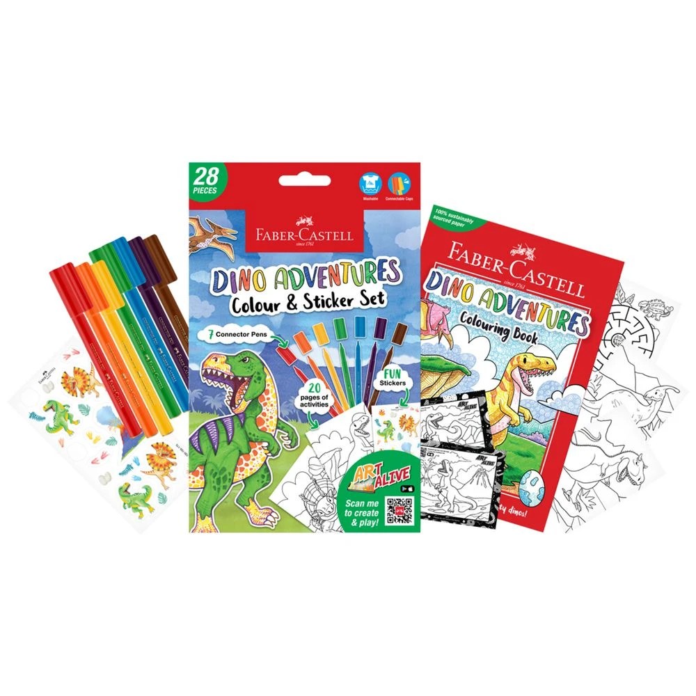3 Faber-Castell Connecter Pen Colouring Set A5  Dinosaurs, 3 of 4