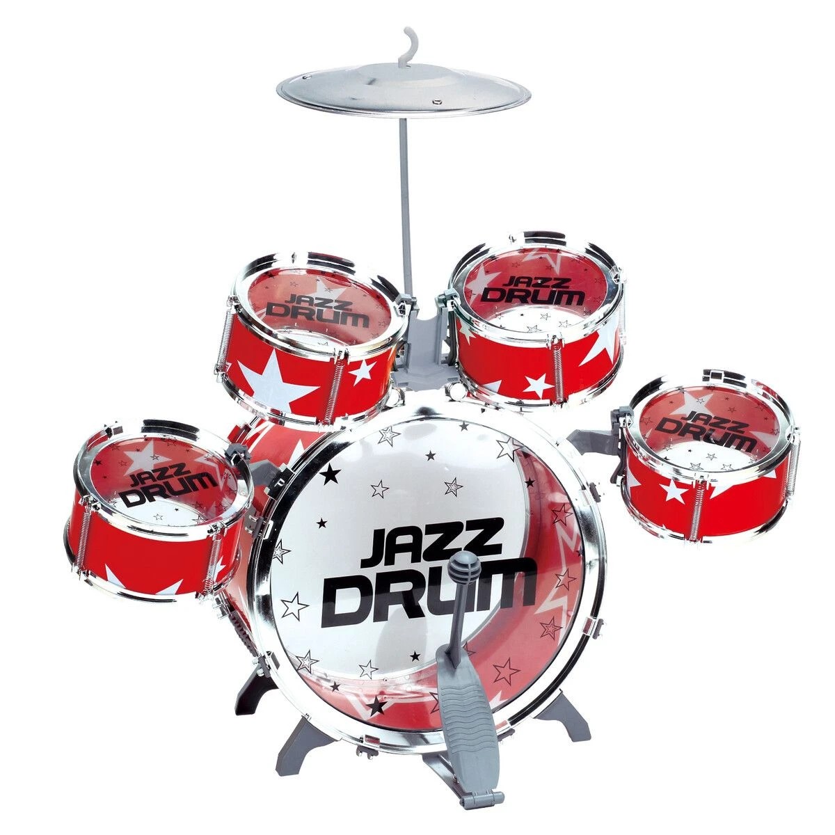 1 Ausway Red Kids Drum Set with Stool - 5-Piece Beginner Musical Instrument Toy, 1 of 6