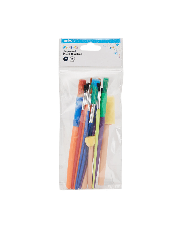 15 Pack Assorted Paint Bru