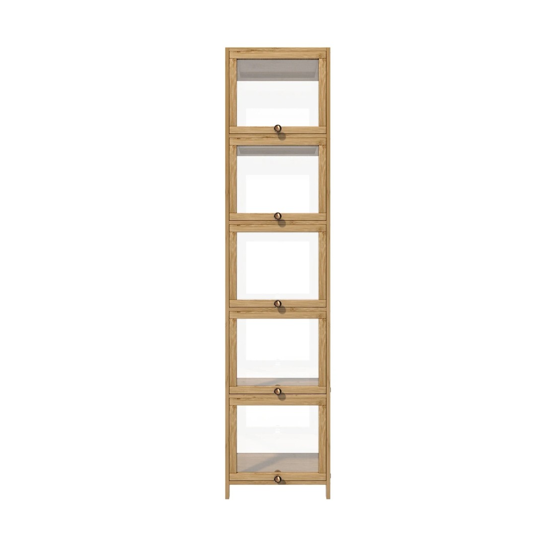 5 Oikiture Display Cabinet Slim Storage 5-tier Shelves Clear Bookcase Rack
 - Natural, 5 of 9