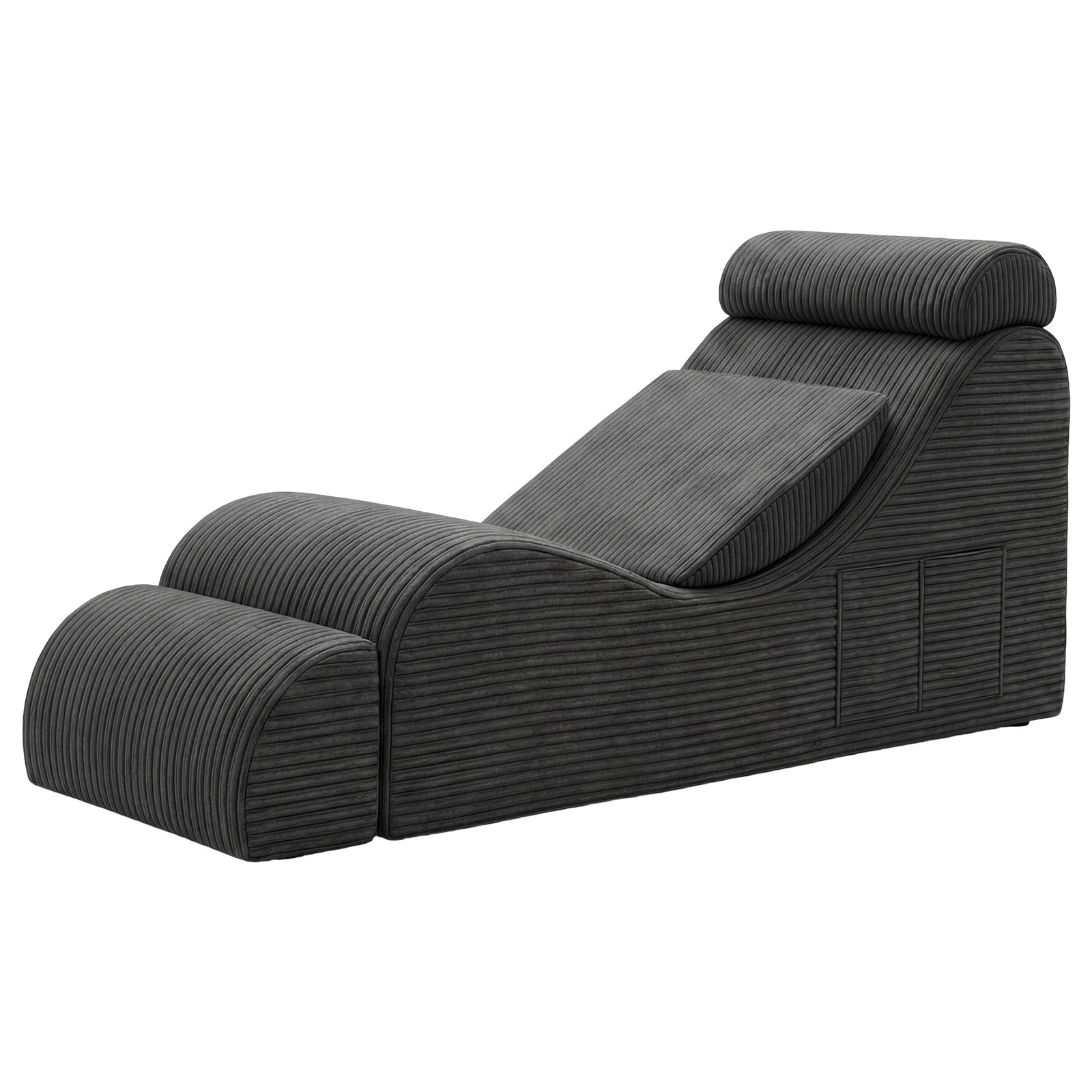 1 Advwin Convertible Yoga Chair Ergonomic with Headrest Lumbar Pillow Ottoman - Grey, 1 of 10