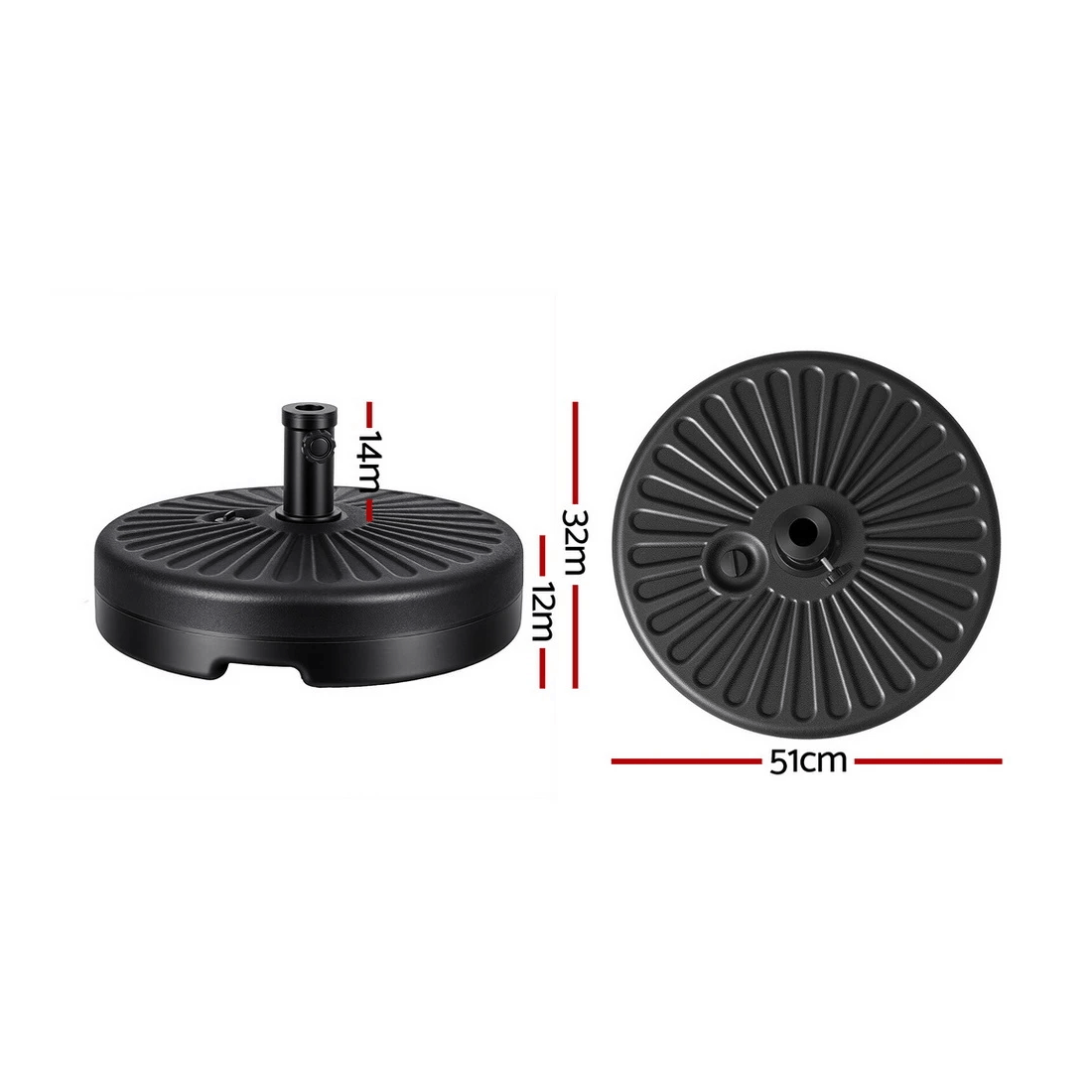2 Instahut Outdoor Umbrella Base Weight Round Plastic Pole Holder 30-48mm Beach - Multi, 2 of 2