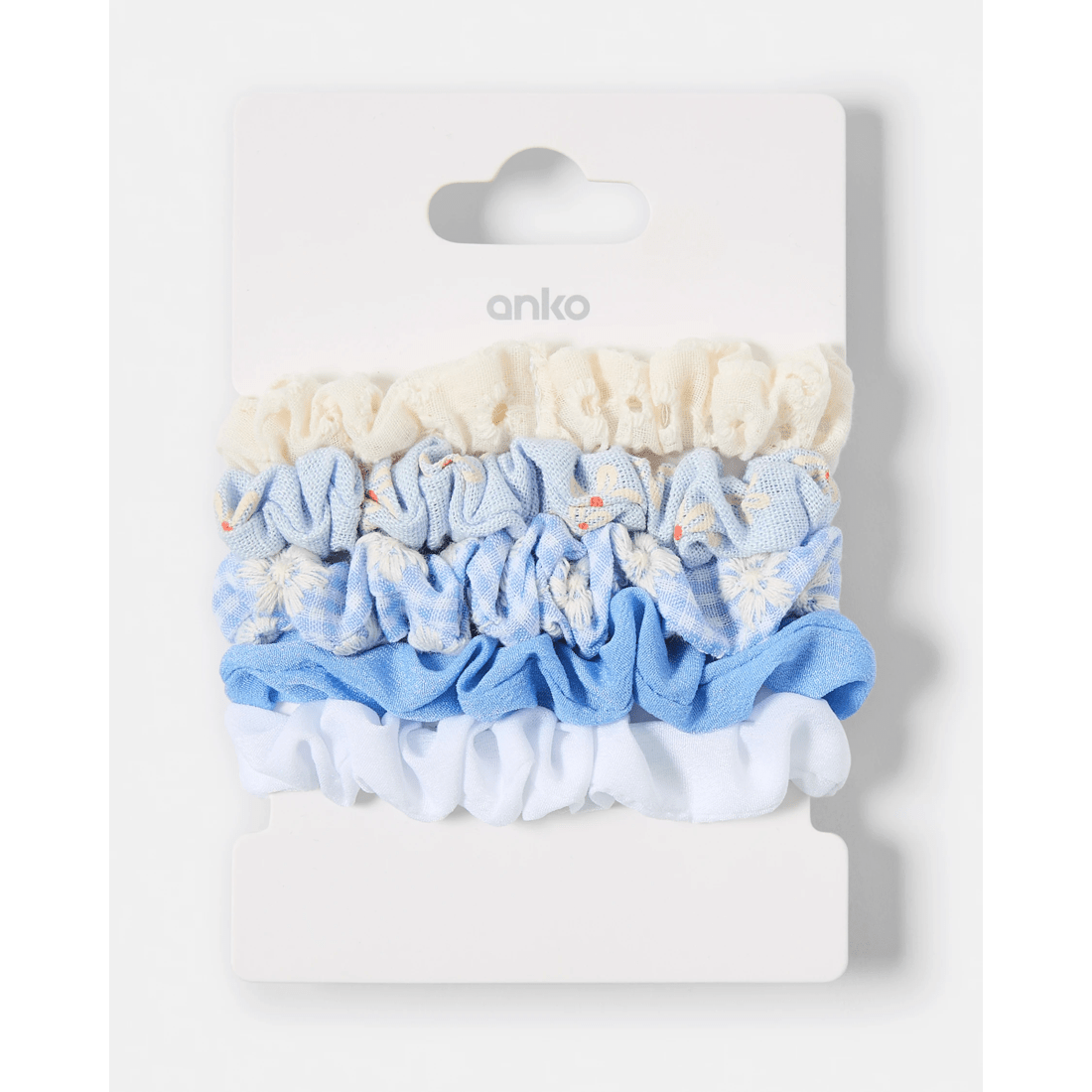5 5 Pack Mini Broderie Hair Scrunchies, 5 of 5