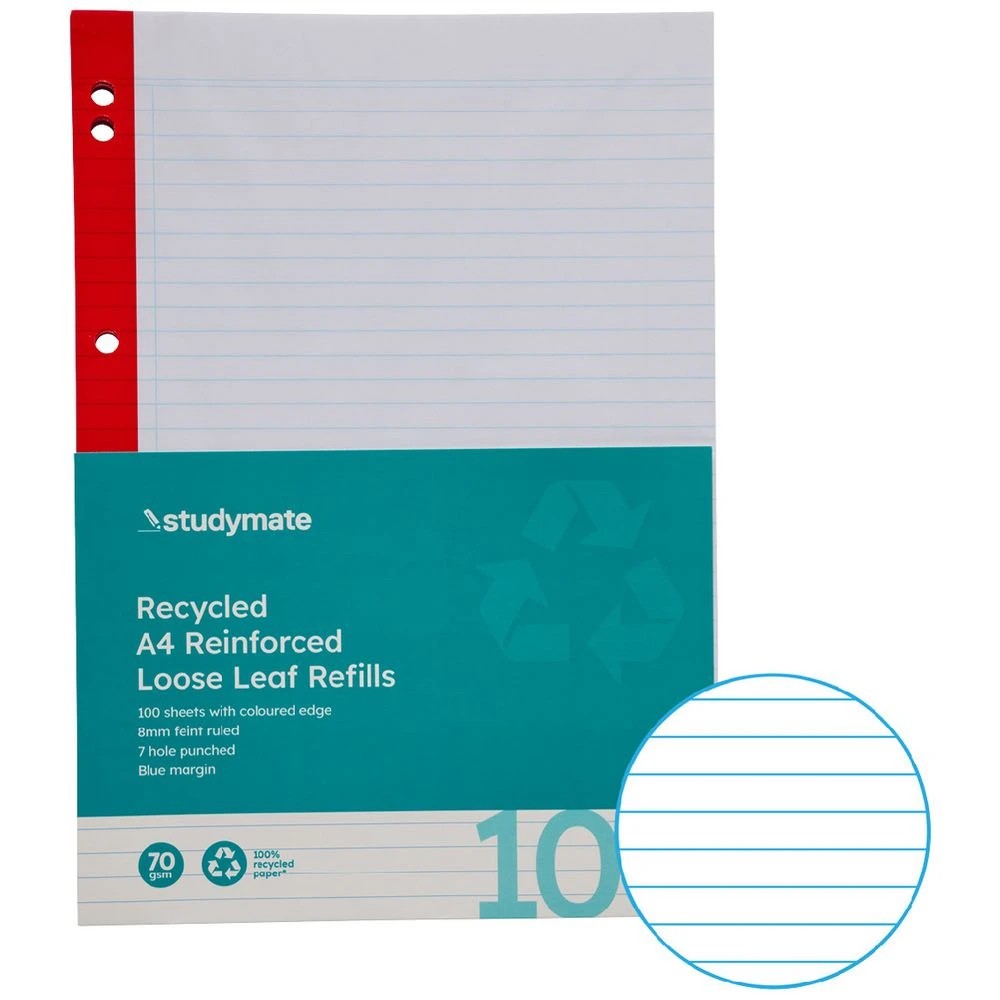 1 Studymate A4 Reinforced Loose Leaf Refill 100 Pack, 1 of 5