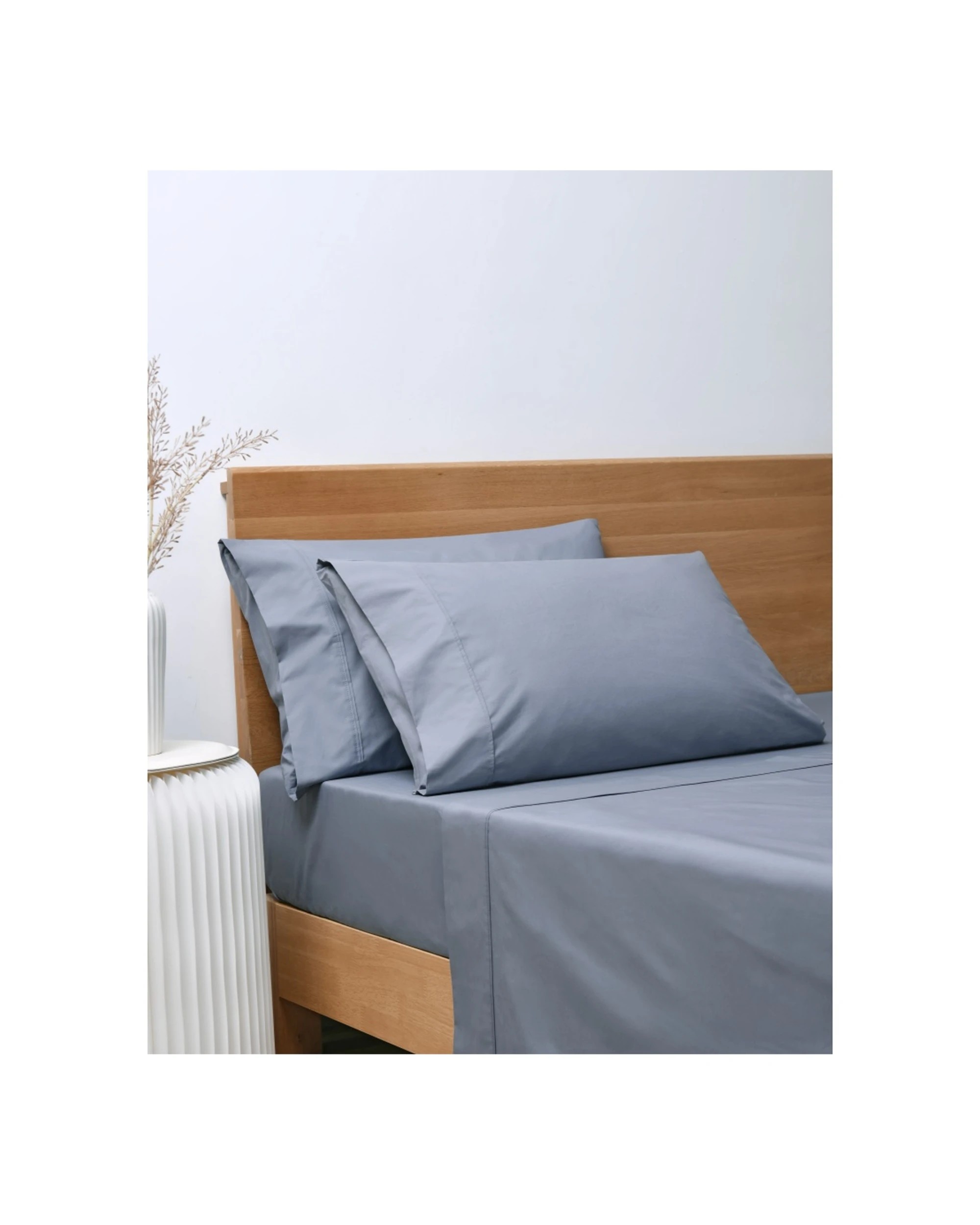 3 ONKAPARINGA 300TC Hepburn Cotton Percale Sheet Bedding Set - Single Bed - Blue, 3 of 5