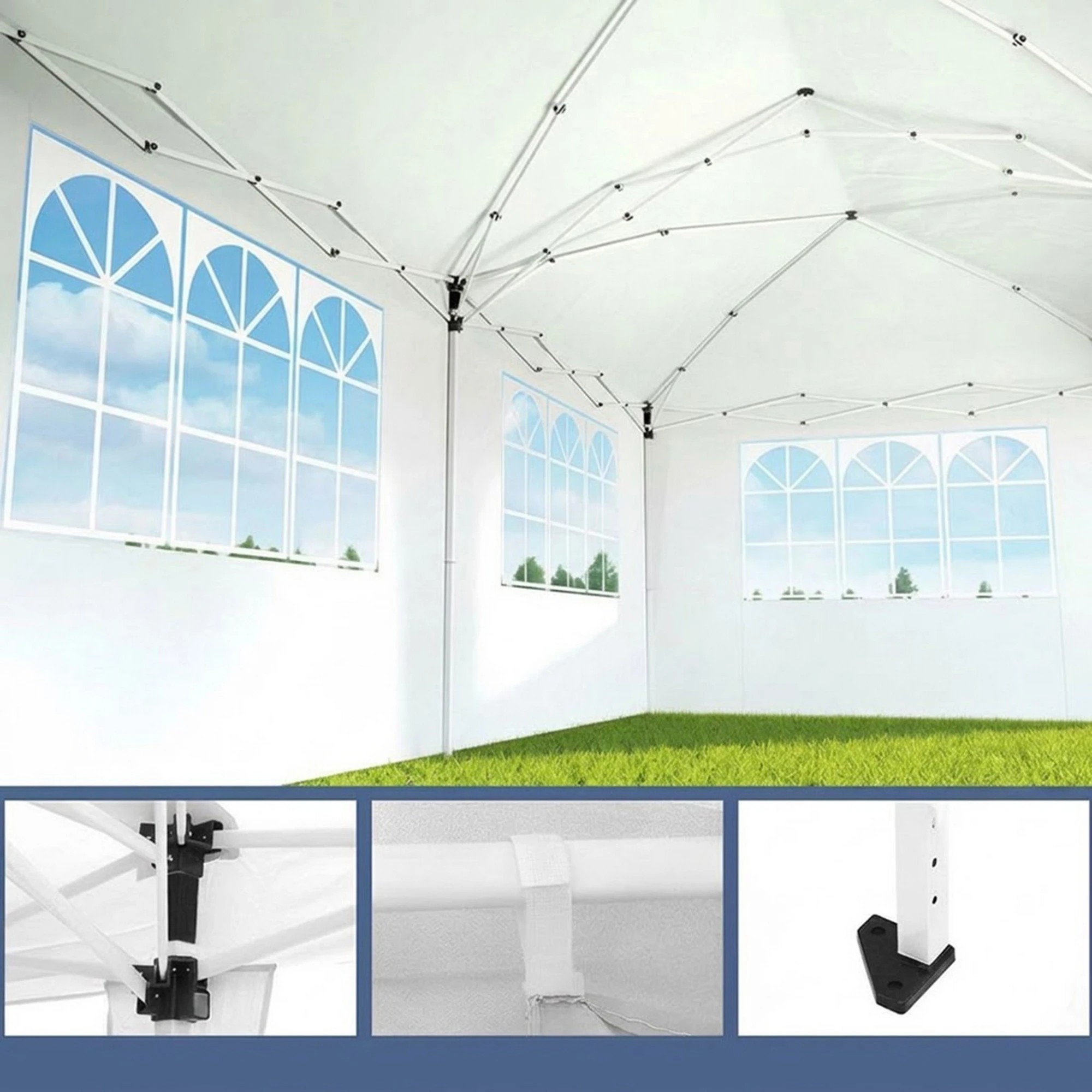 7 Instahut Gazebo Pop Up Marquee  Wedding Party Outdoor Camping Tent Canopy Side Wall - White, 7 of 7