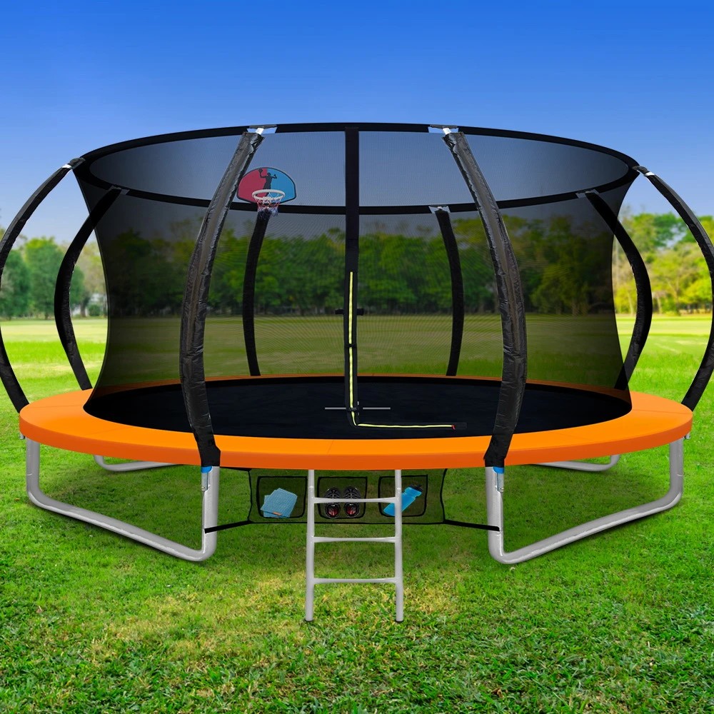 9 Everfit 14FT Trampoline for Kids w/ Ladder Enclosure Safety Net Rebounder - Multi, 9 of 9
