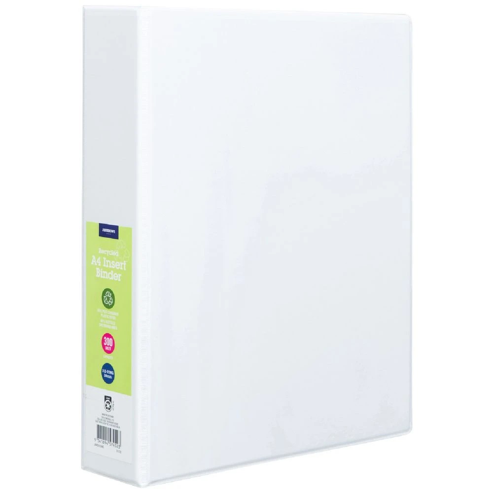 1 J.Burrows Insert Binder A4 3 D-Ring 38mm White, 1 of 5