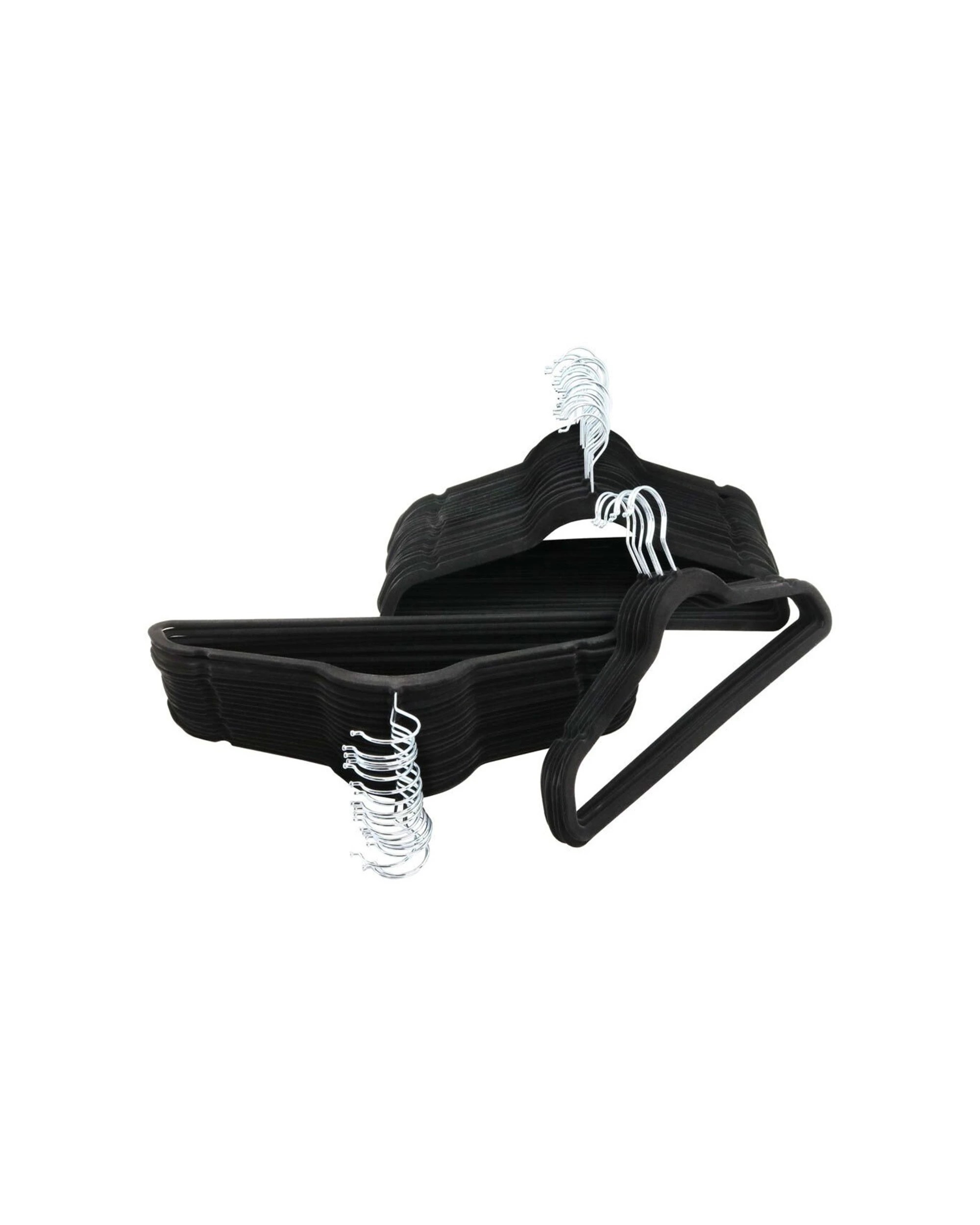 1 50pc Boxsweden 44.5cm Wardrobe Dress/shirt/clothes Non Slip Velvet Hangers Blk - Black, 1 of 3