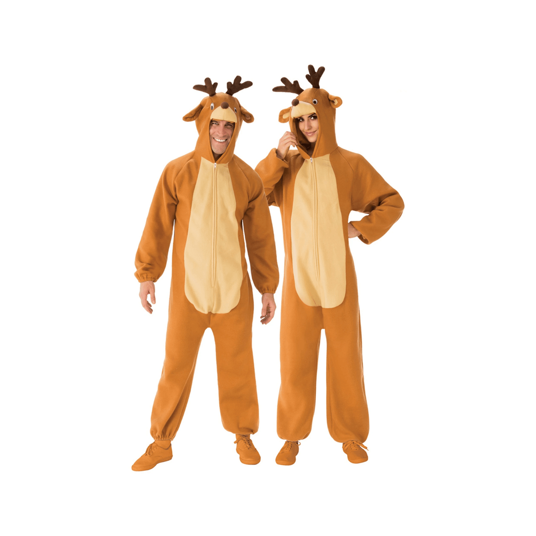 1 Rubies Reindeer One Piece Jumpsuit Costume Adults Unisex Size M Hooded Plush Suit With Antlers Ears
 - Brown, 1 of 4