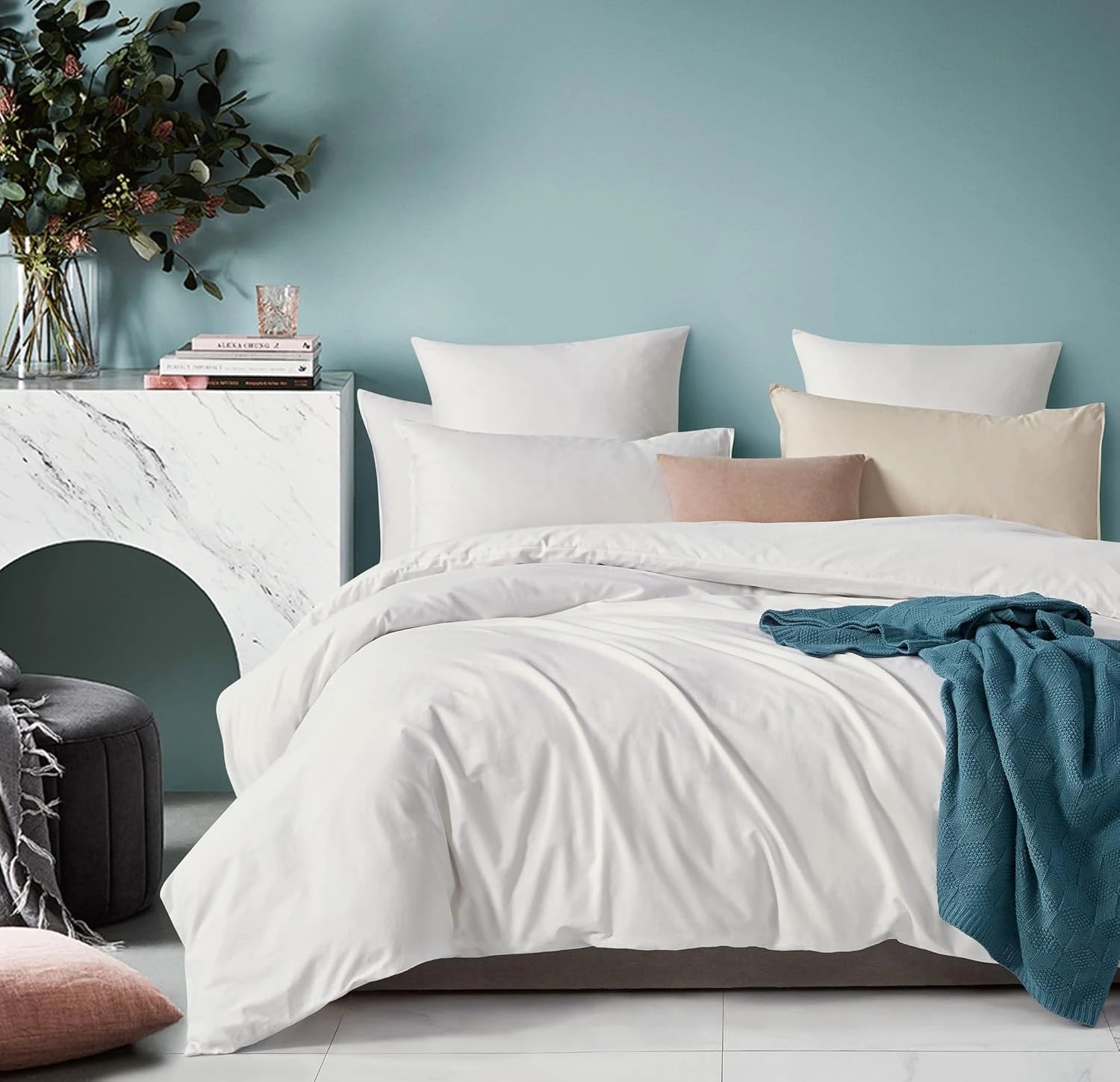 1 Gioia Casa Vintage Washed Cotton Quilt Cover Set Soft Breathable - Double Bed - White, 1 of 4