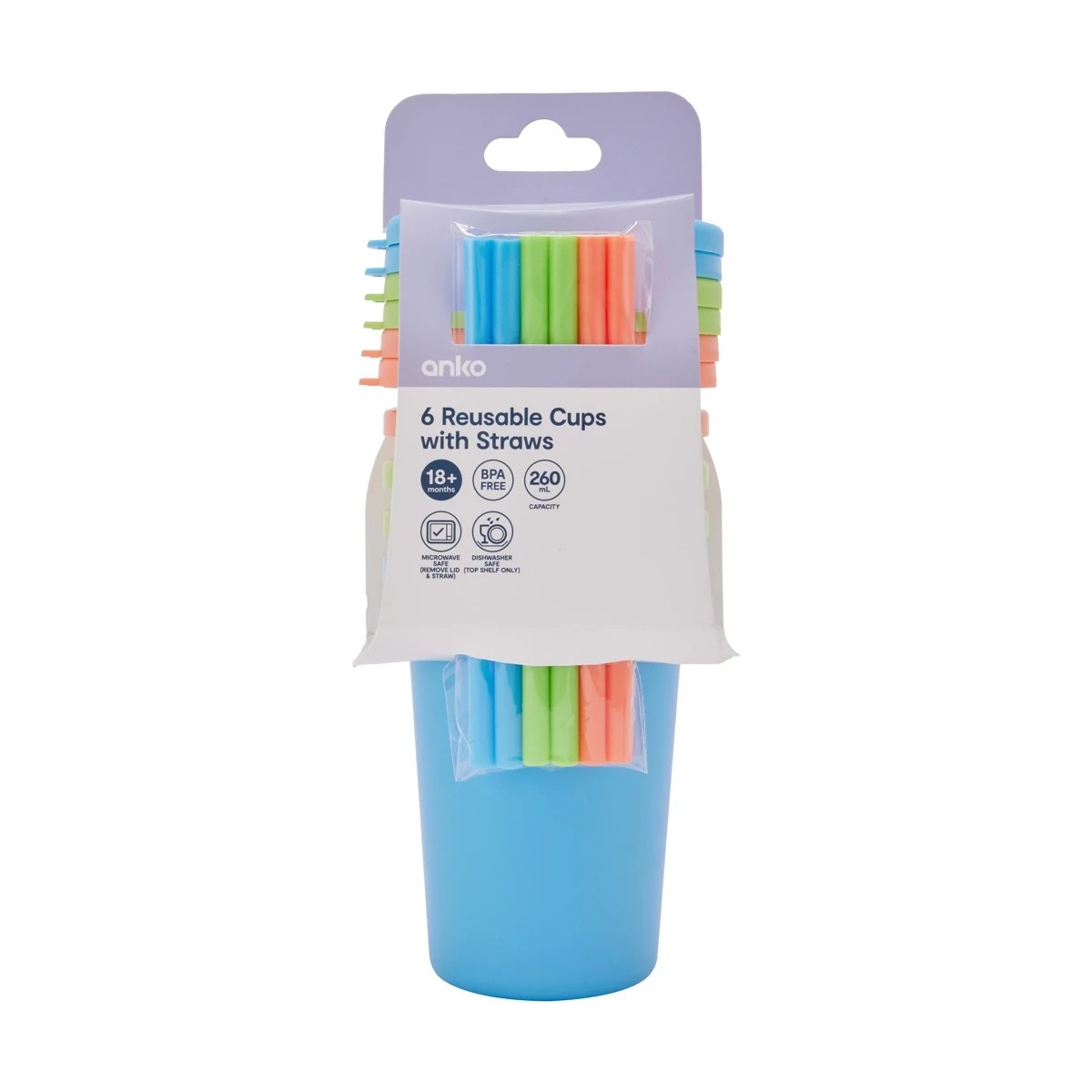 9 6 Pack Reusable Cups with Straws, 9 of 9