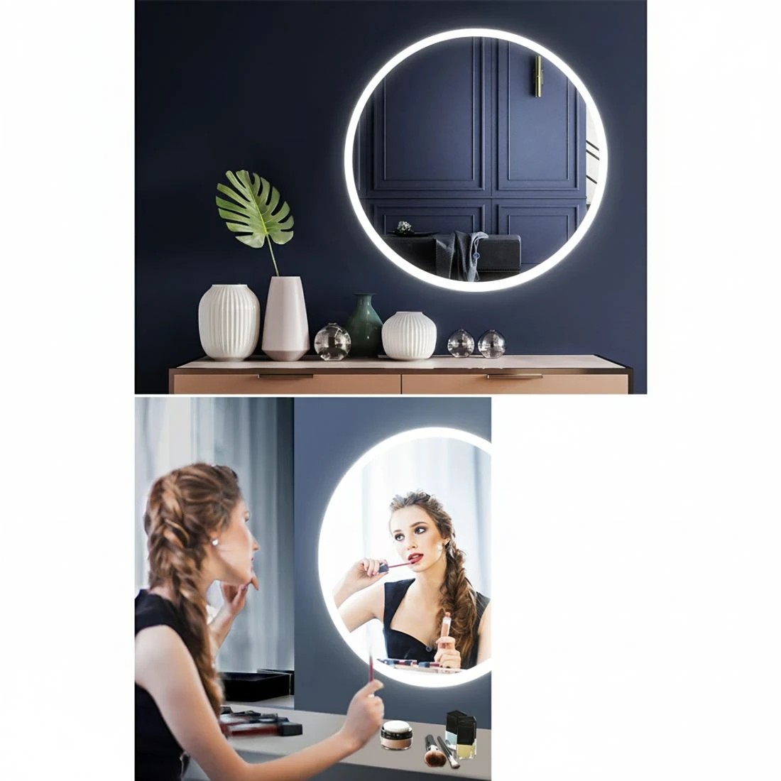 6 Embellir 2 Wall Mirror 80cm with Led light Makeup Home Decor Bathroom Round Vanity - Natural, 6 of 6