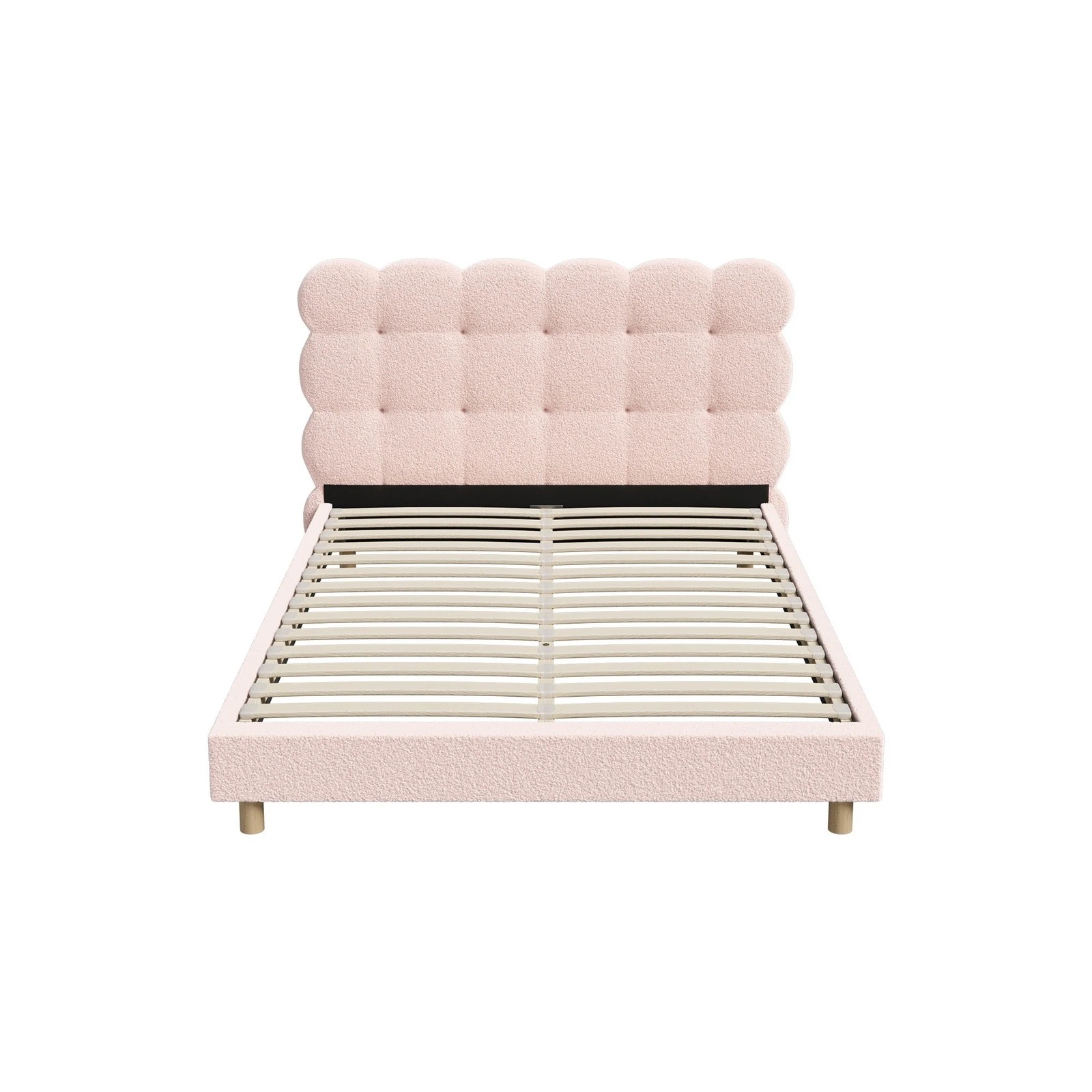 7 Oikiture Double Bed Tufted Bedhead Boucle Bed Frame
 - Pink, 7 of 10