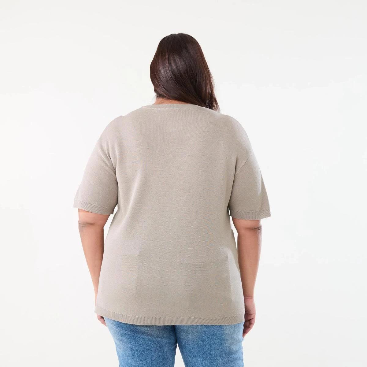 3 Curve Short Sleeve True Knit Top FADED TAUPE, 3 of 6
