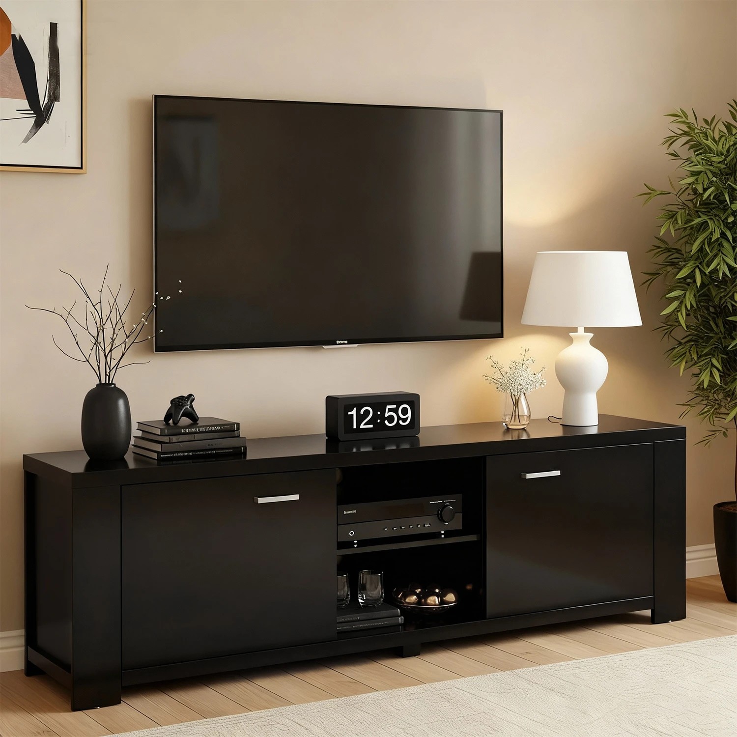 7 Artiss TV Cabinet Entertainment Unit 160cm  Maxi - Black, 7 of 9