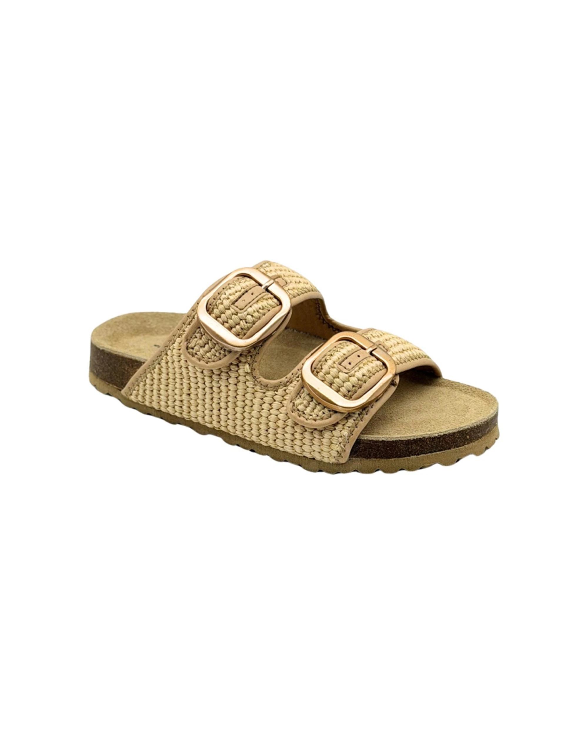 4 Human Shoes Cammy Raffia Sandals Buckle Moulded Footbed Natural NATURAL, 4 of 5
