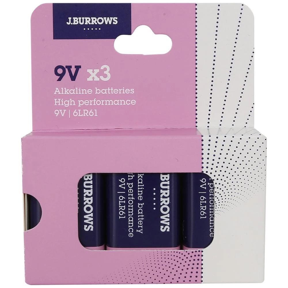 1 J.Burrows 9V Batteries 3 Pack, 1 of 7