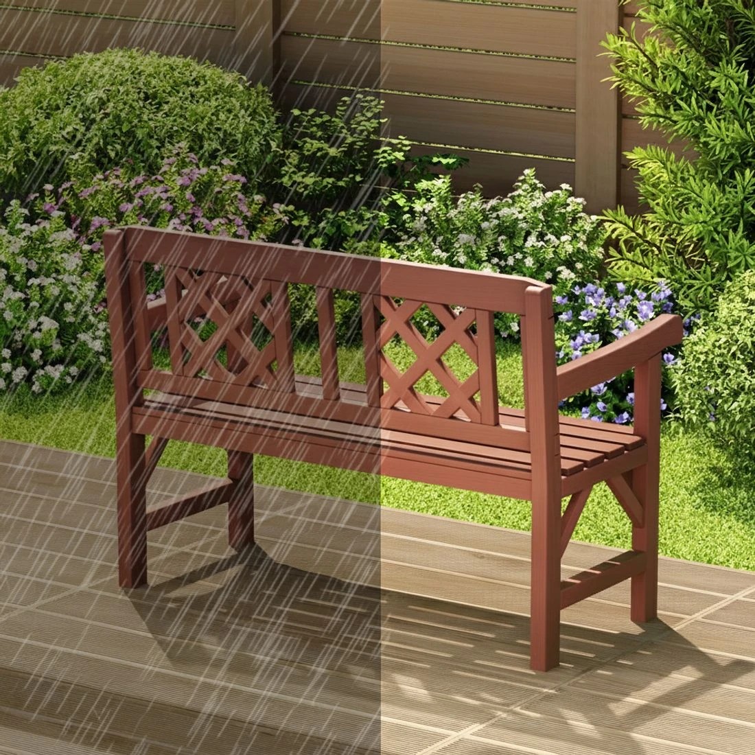 5 Gardeon Outdoor Garden Bench en Chair 2 Seat Patio Furniture Lounge Natural - Brown, 5 of 6