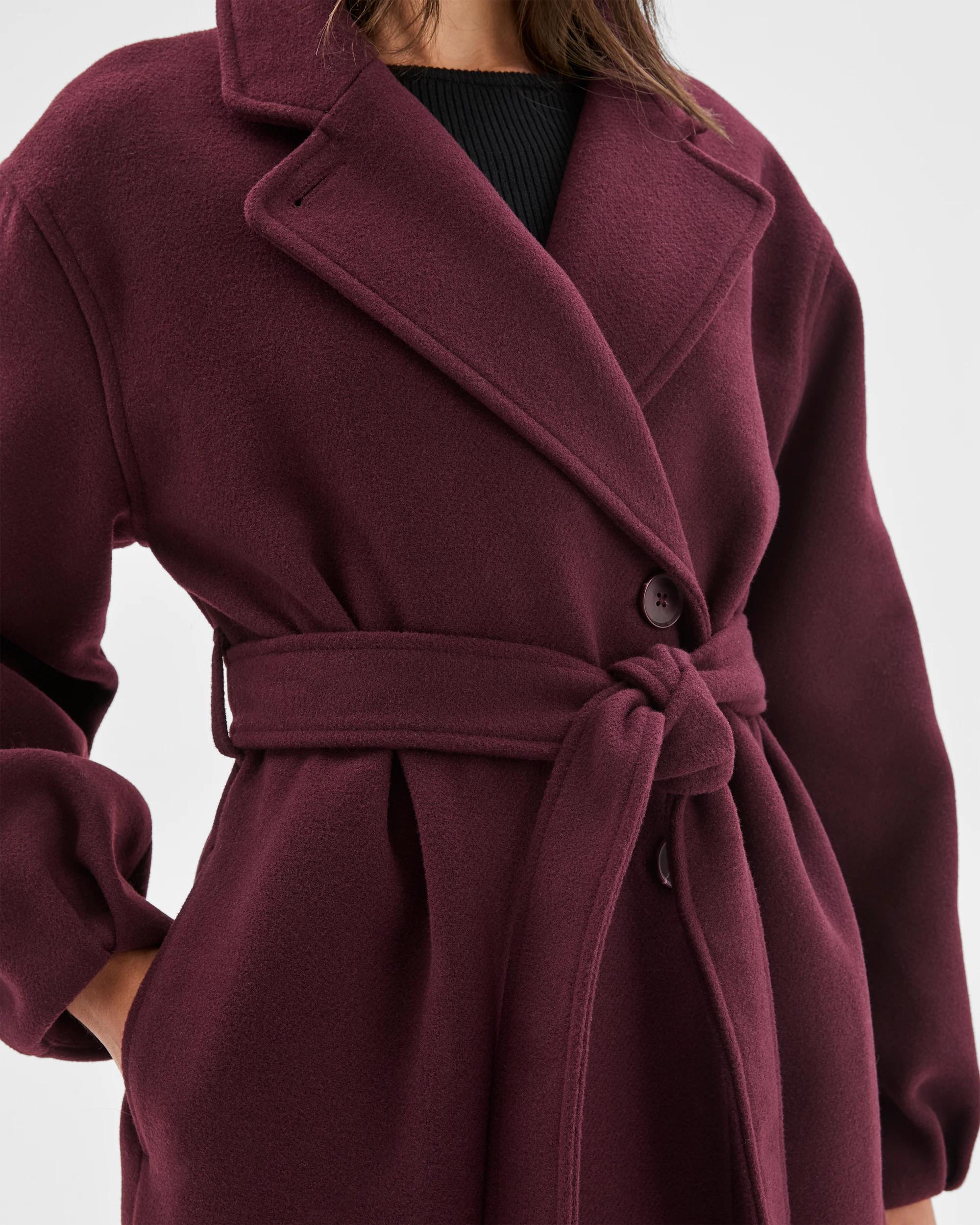 6 Target Petites Petites Long Sleeve Wrap Coat PINOT BURGUNDY, 6 of 8