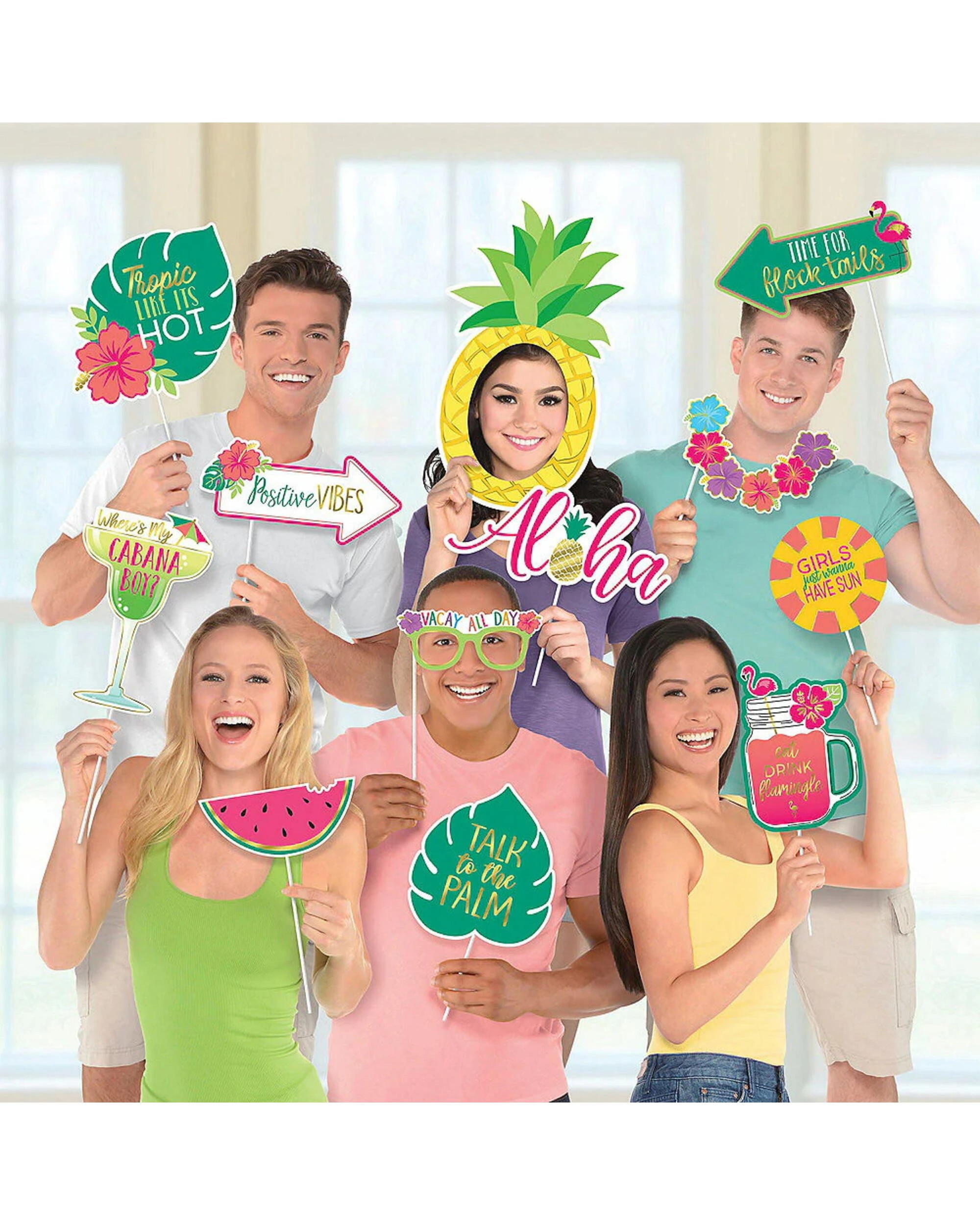 1 Amscan Tropical Summer Jumbo Photo Booth Props Pack of 12, 1 of 1