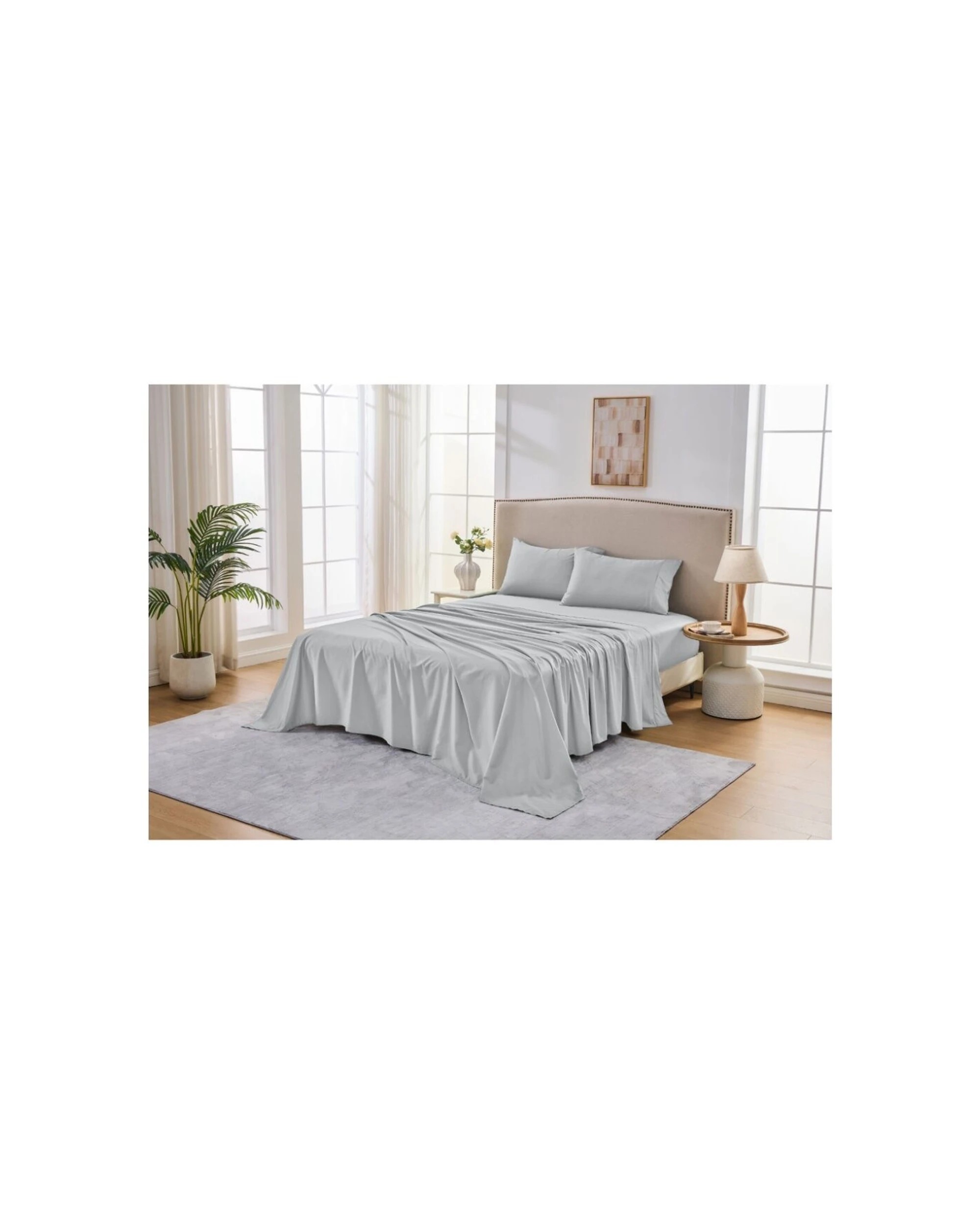 5 Grosvenor House Egyptian Cotton Sheet Set With Pillowcase 500TC - Super King Bed - Silver, 5 of 6