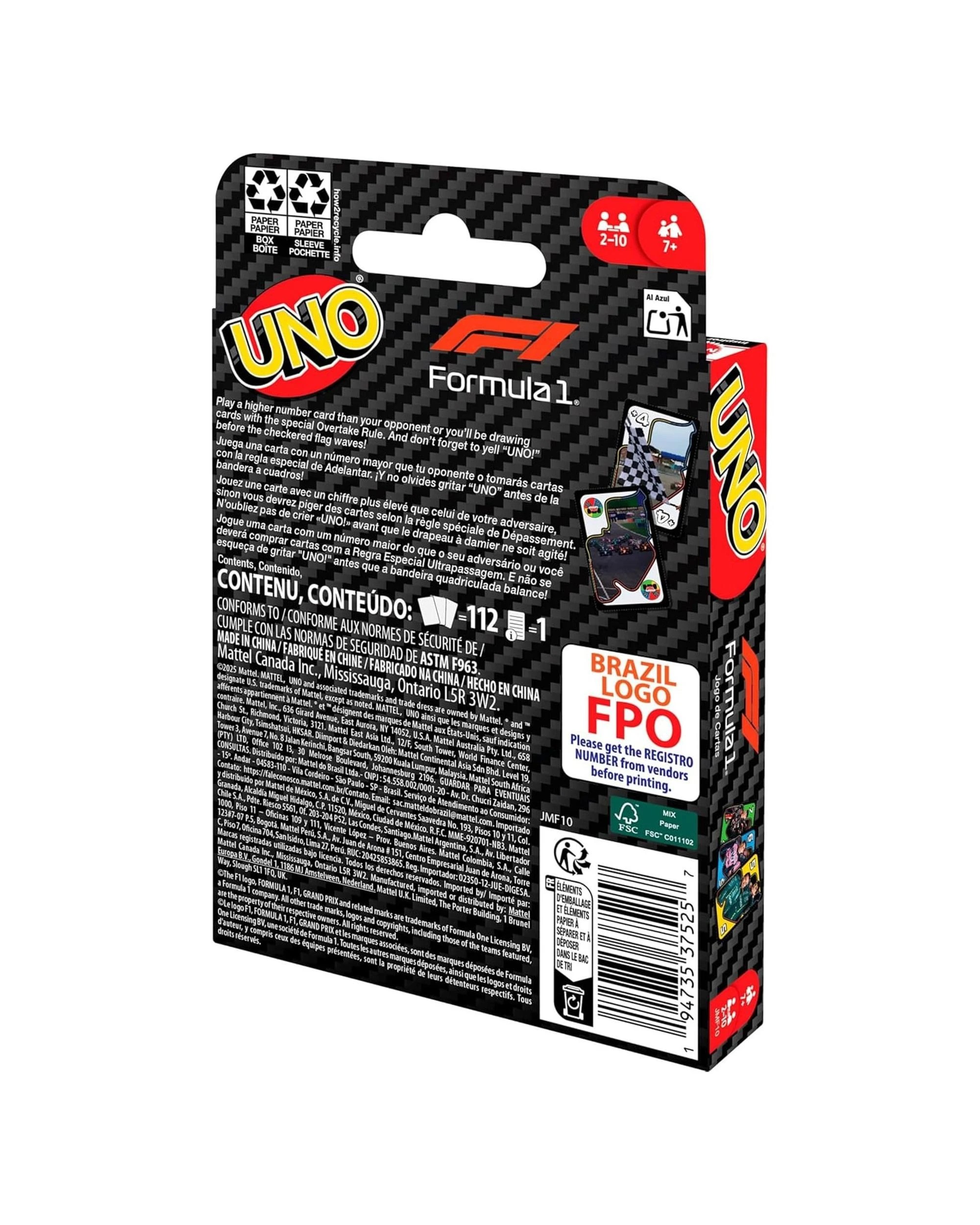 6 Uno Formula 1 Edition Card Game, 6 of 6