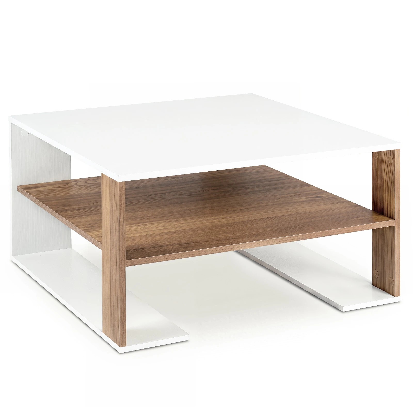 1 Costway 2-Tier Square Coffee Table Modern Compact Center Table, 1 of 6
