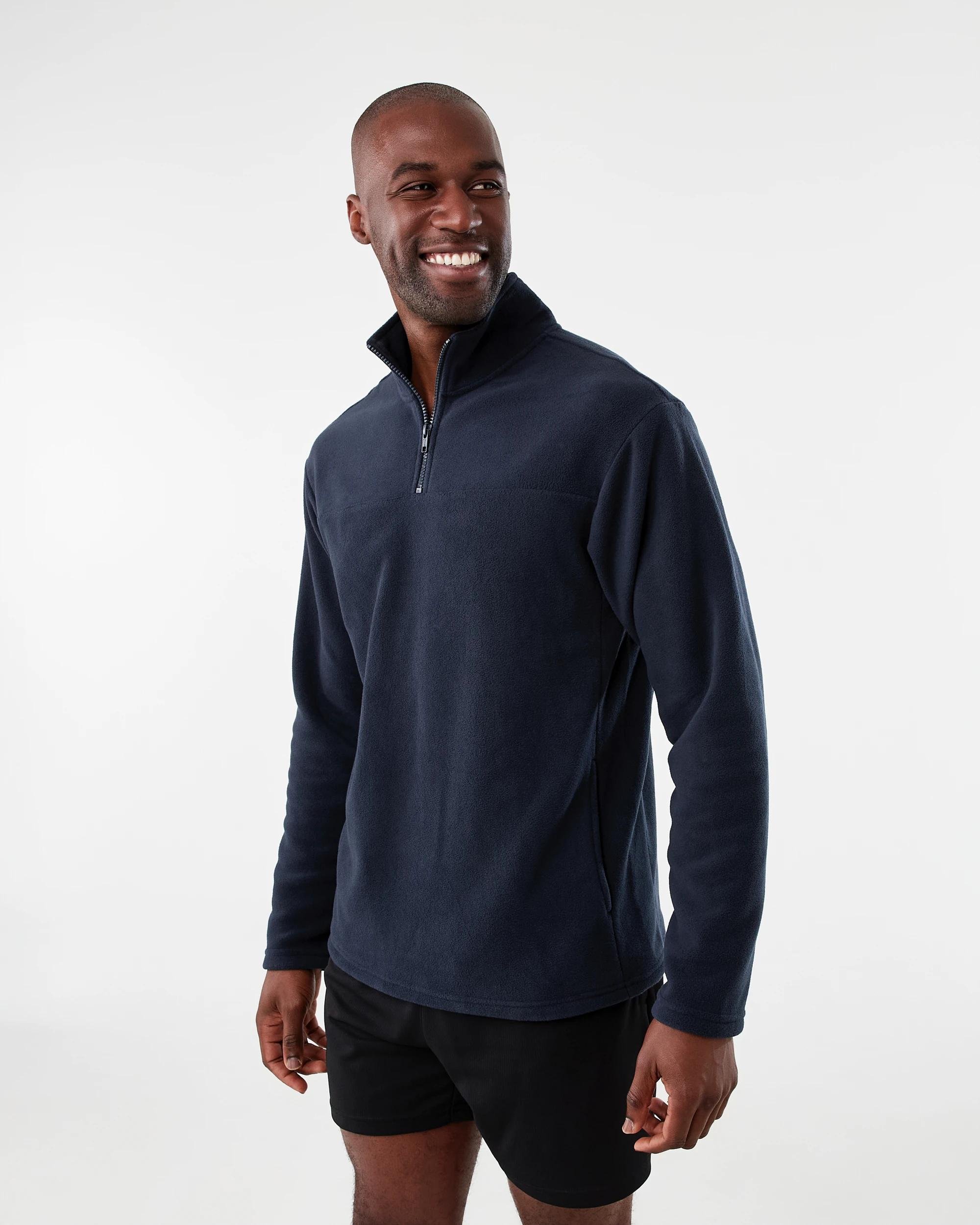 2 Active Mens Polar Fleece Quarter Zip Long Sleeve Navy W26, 2 of 6