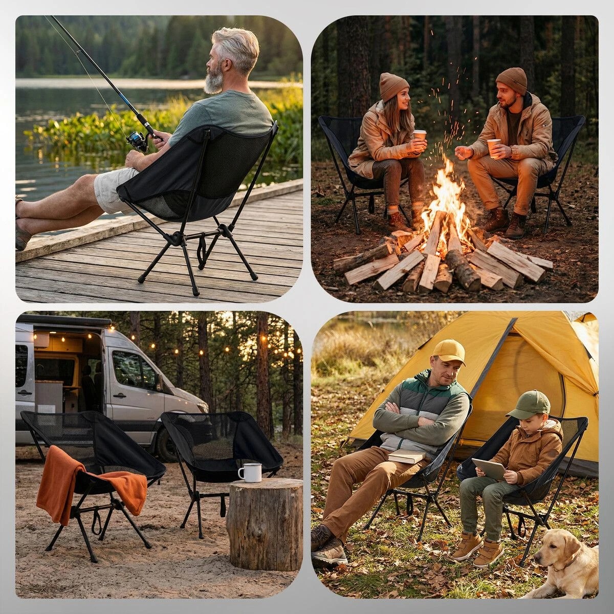 2 AUSWAY Portable Camping Chair Light Camp Beach Fishing Hiking, 2 of 3