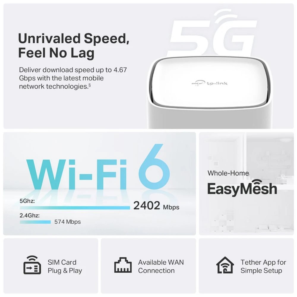 4 TP-Link AX3000 5G Modem White NX500, 4 of 8