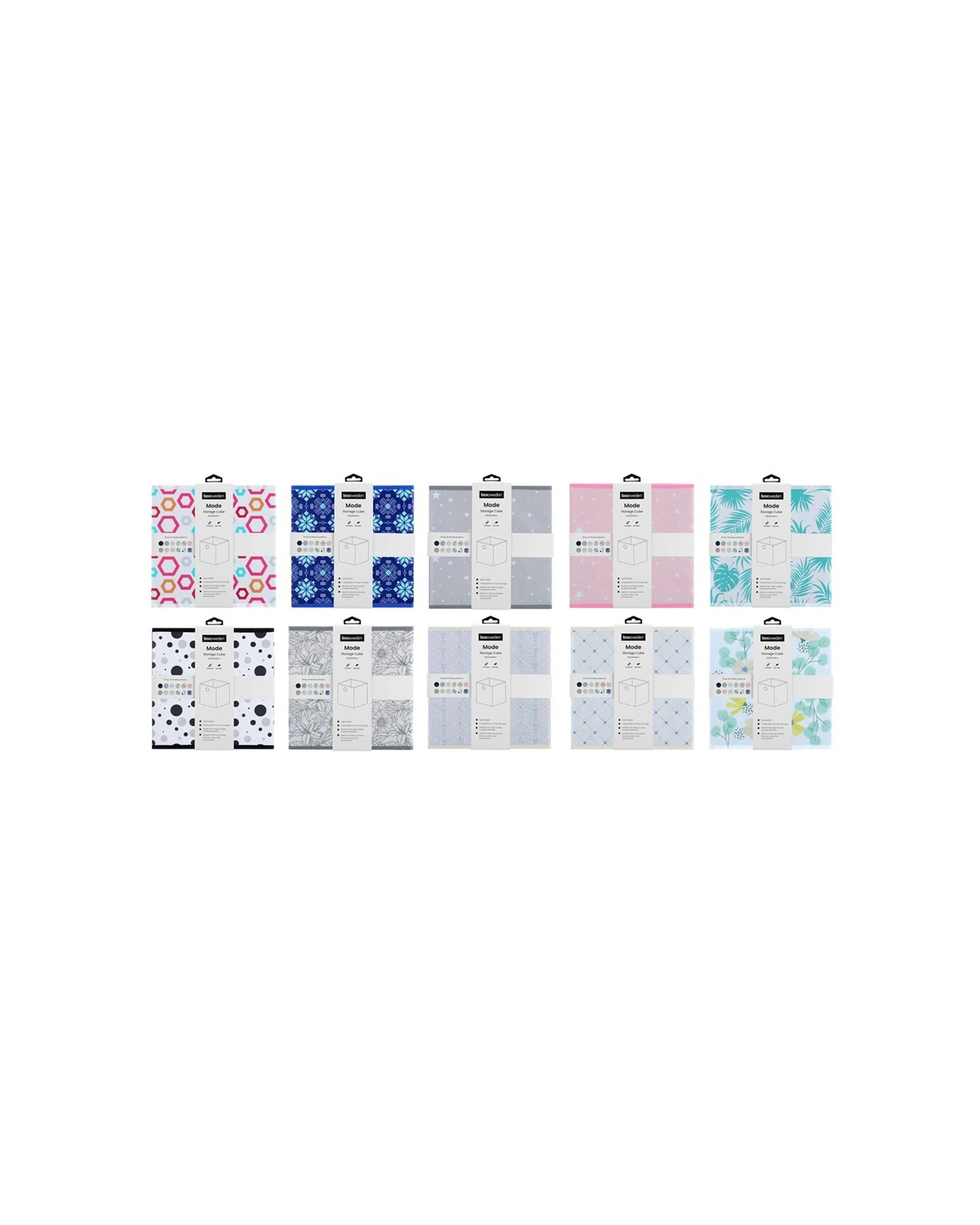 3 6PK Boxsweden Mode Patterned Foldaway Cube 29x29x29cm Designs - Multi, 3 of 7