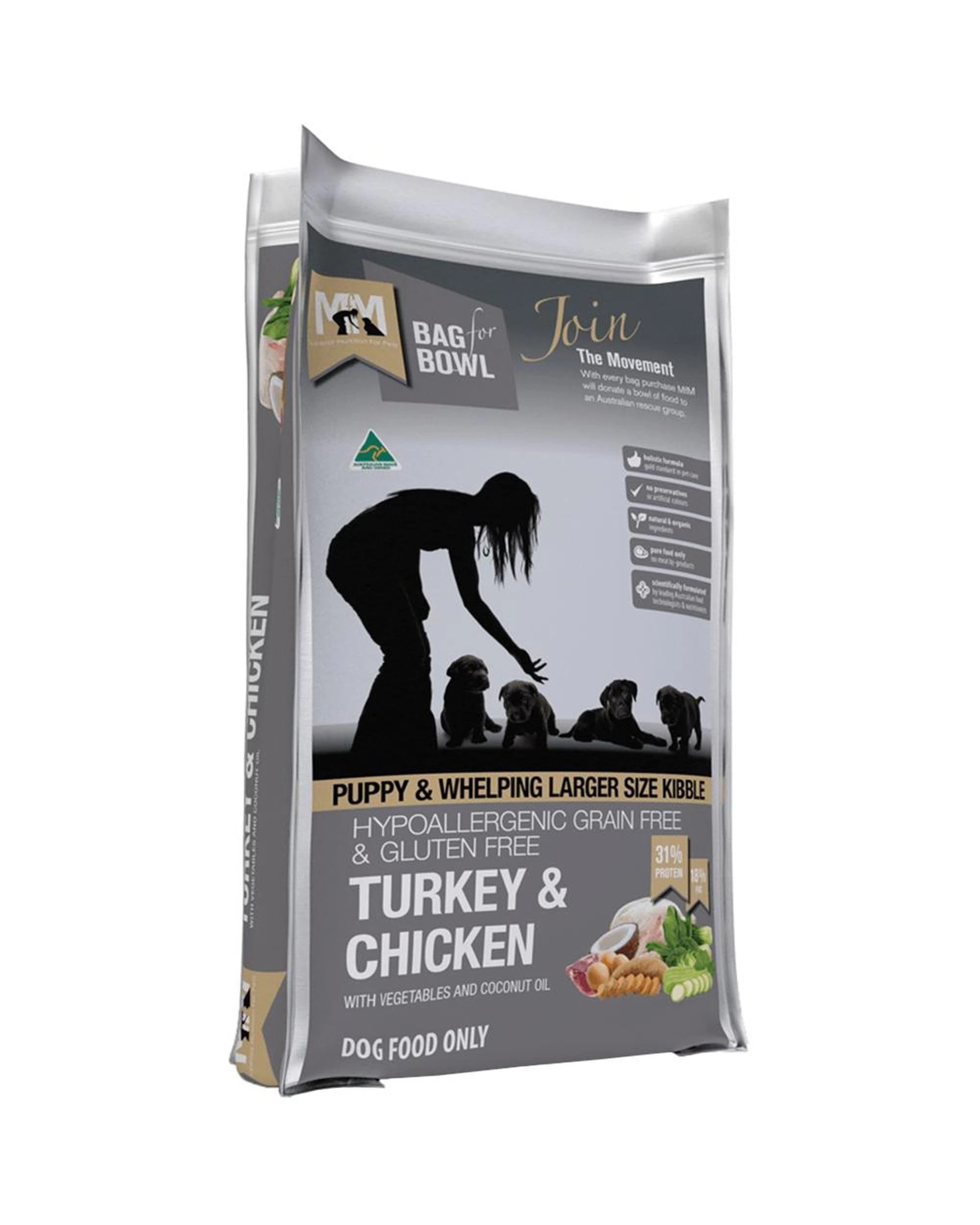 1 MFM Puppy & Larger Size Kibble Grain Free Turkey & Chicken Dog Food 9kg, 1 of 1