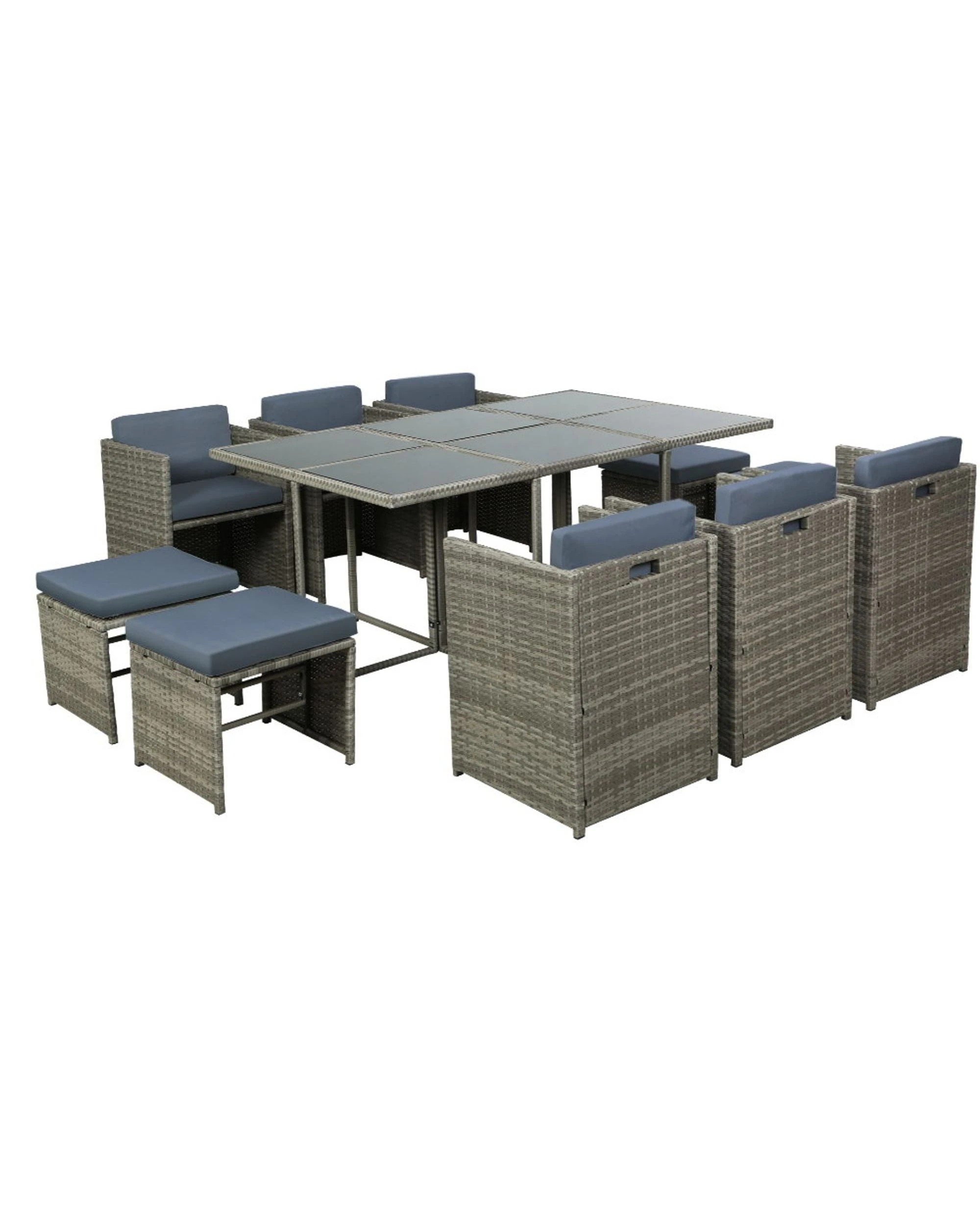2 Gardeon Outdoor Dining Set 11 Piece Wicker Table Chairs Setting
 - Grey, 2 of 3