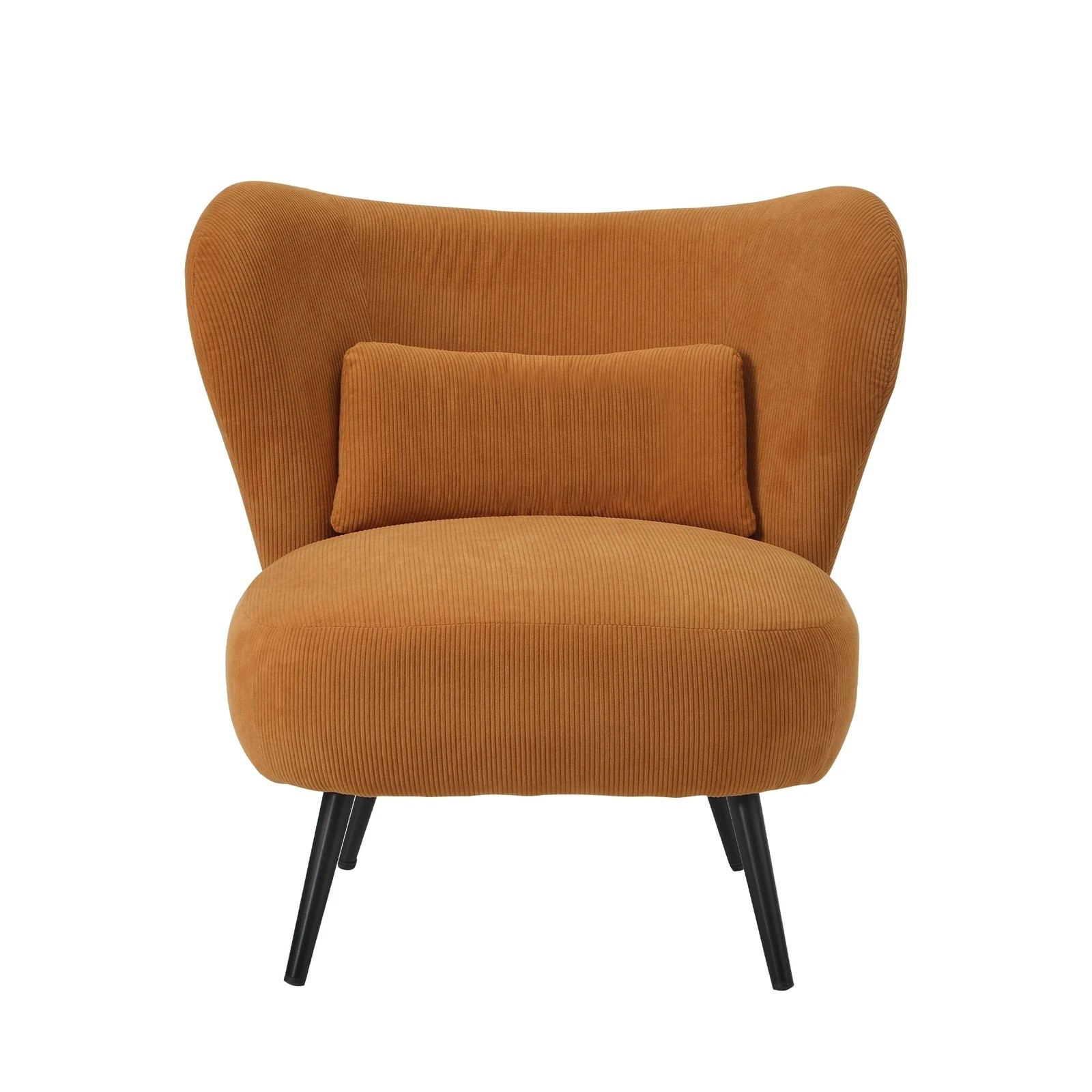 8 Oikiture 2x Armchair Lounge Chair with Lumbar Pillow Wingback Velvet - Orange, 8 of 10